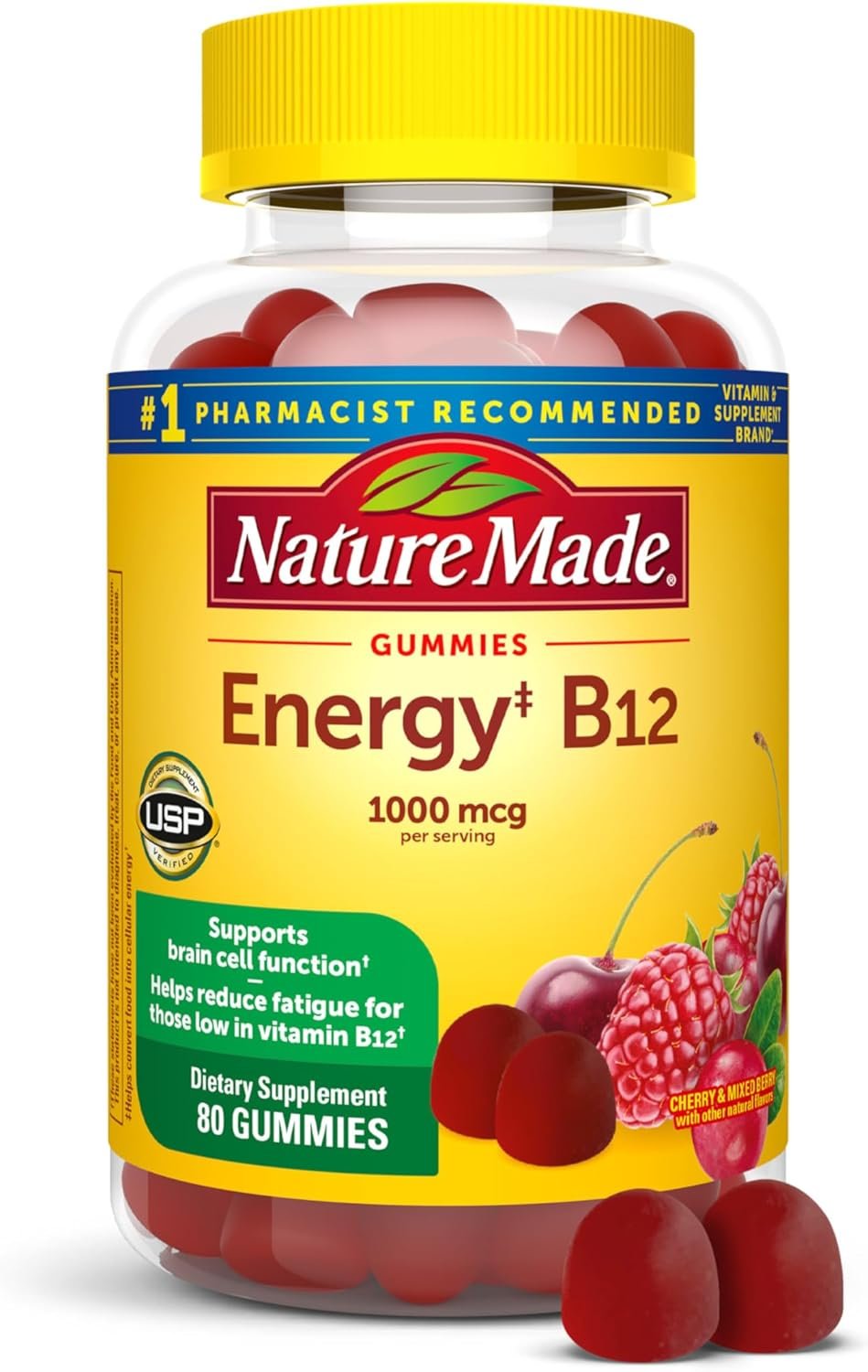 Nature Made Vitamin B12 Gummies 1000 mcg per Serving, 80 Gummy Vitamins