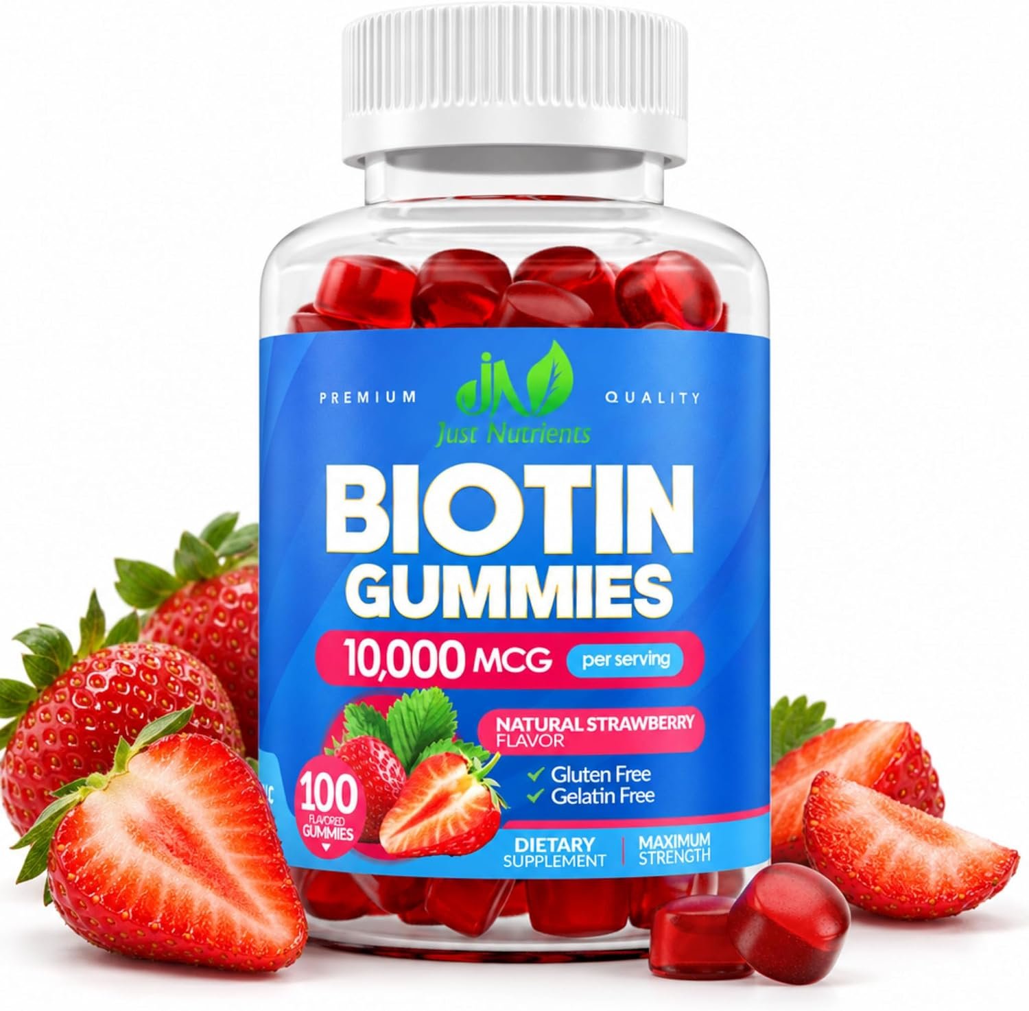 Biotin 10,000mcg Gummies for Hair Growth, Skin & Nails (100 Count)