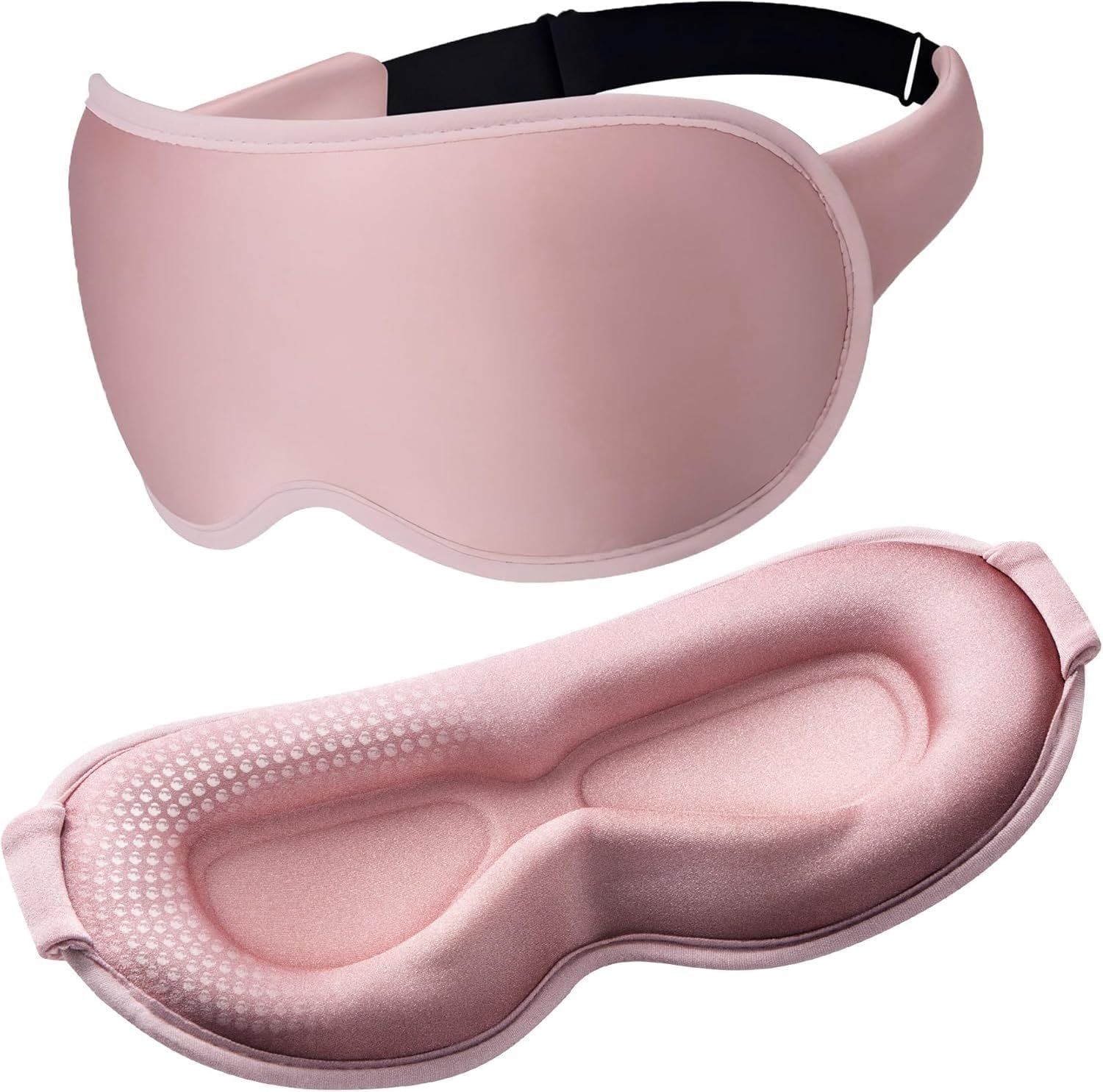 Blackout Weighted Eye Masks for Sleep & Airplane Travel, Silk-Feel Pink