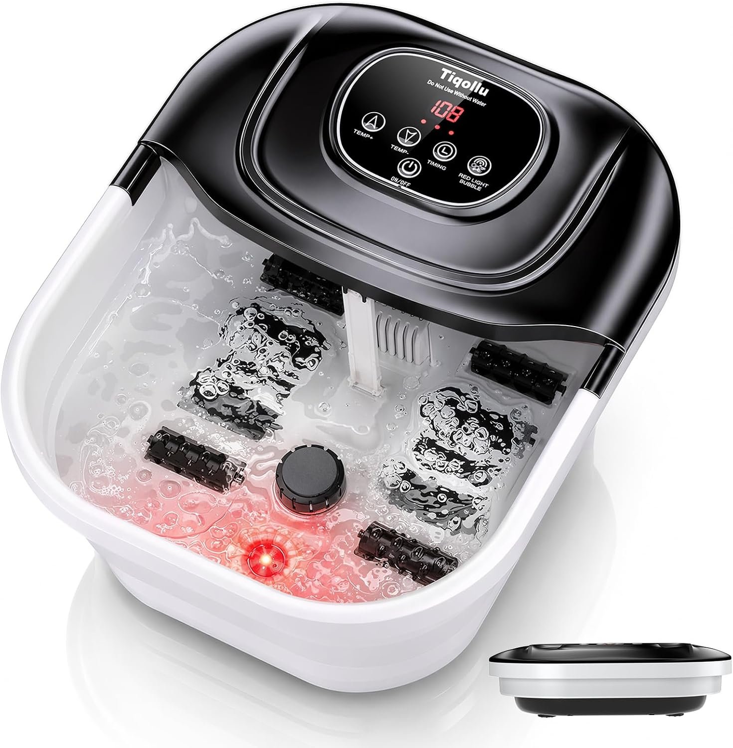 Collapsible Foot Soaking Tub with Heat, Pedicure Foot Spa Bath Massager with Temperature Control, Bubble & Red Light for Stress Relief