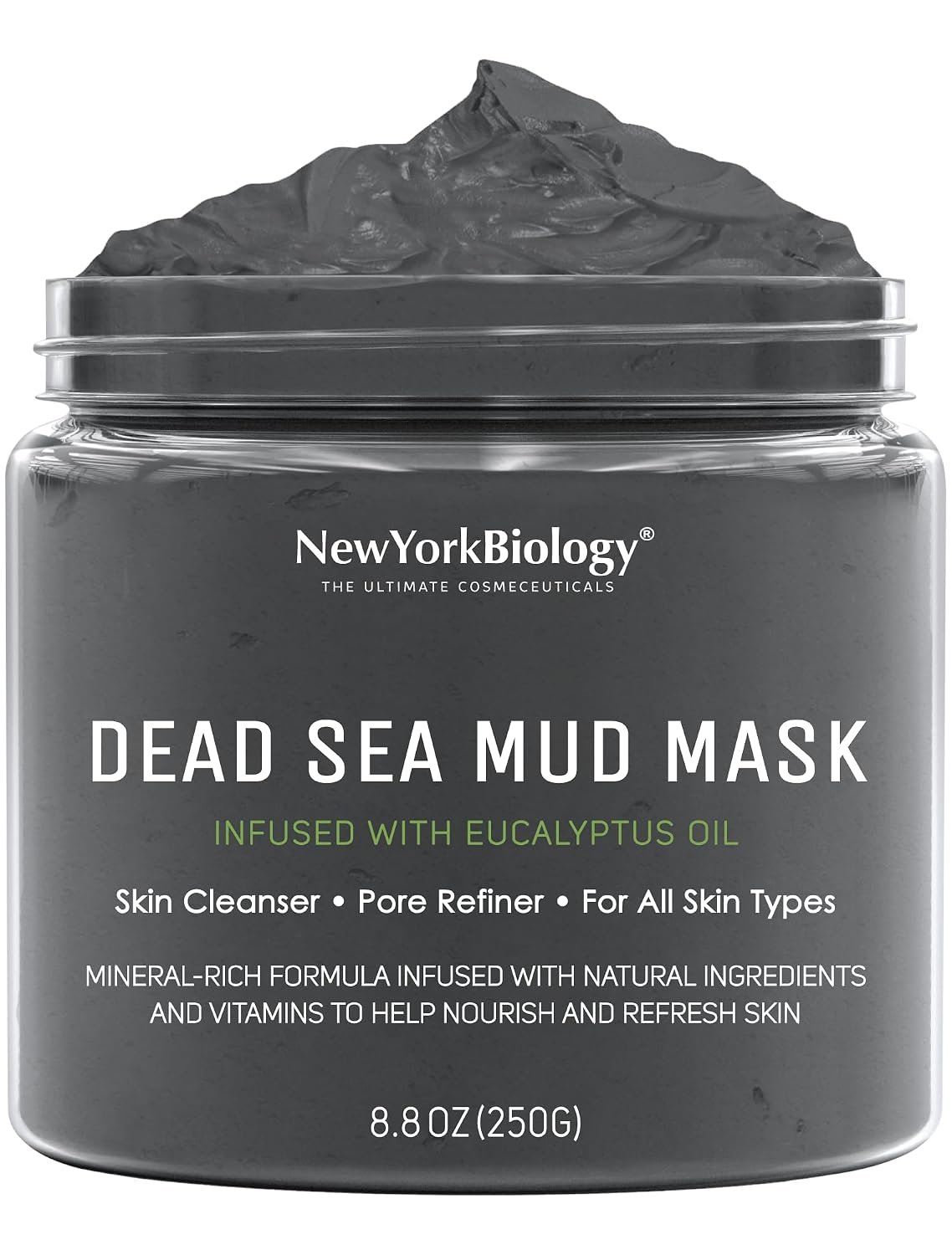 New York Biology Dead Sea Mud Mask for Face & Body, Eucalyptus – 8.8 oz