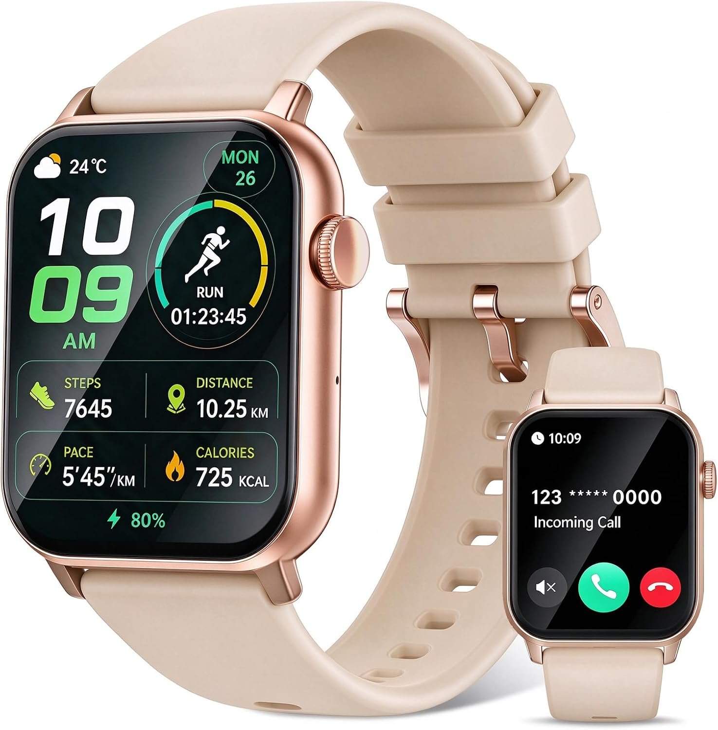 Smart Watches for Women, 120 Sports Modes Smartwatch with 1.83 inches HD Display, Heart Rate/Sleep Monitor, IP67 Waterproof, Bluetooth Call & Music Control for iPhone/Android Rose Gold