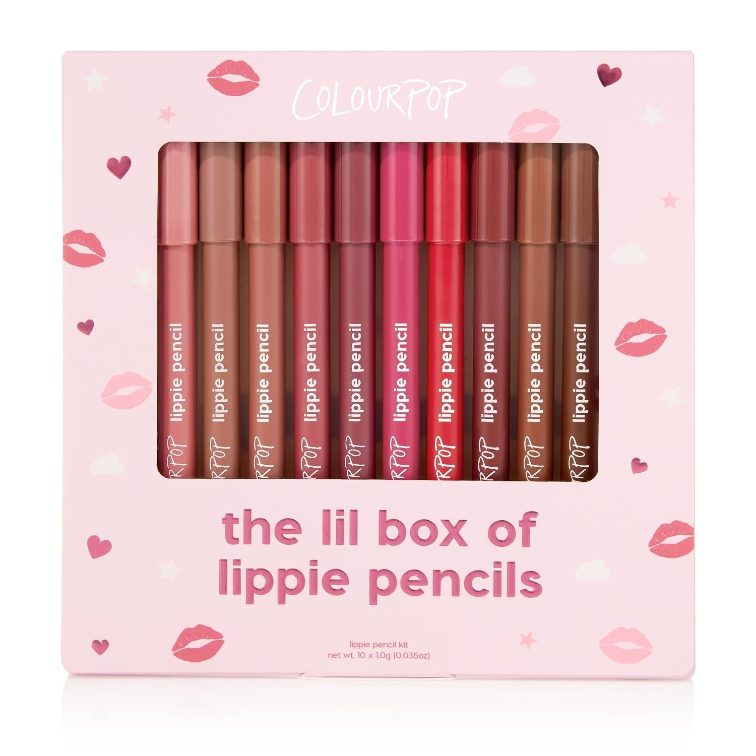 ColourPop Lil Box of Lippie Pencils Makeup Kit – 10-Piece Vegan Lip Liner Set with Creamy, Long-Wearing Formula – Includes New Shades to Deliver Bold, High-Impact Color (3.05 oz)