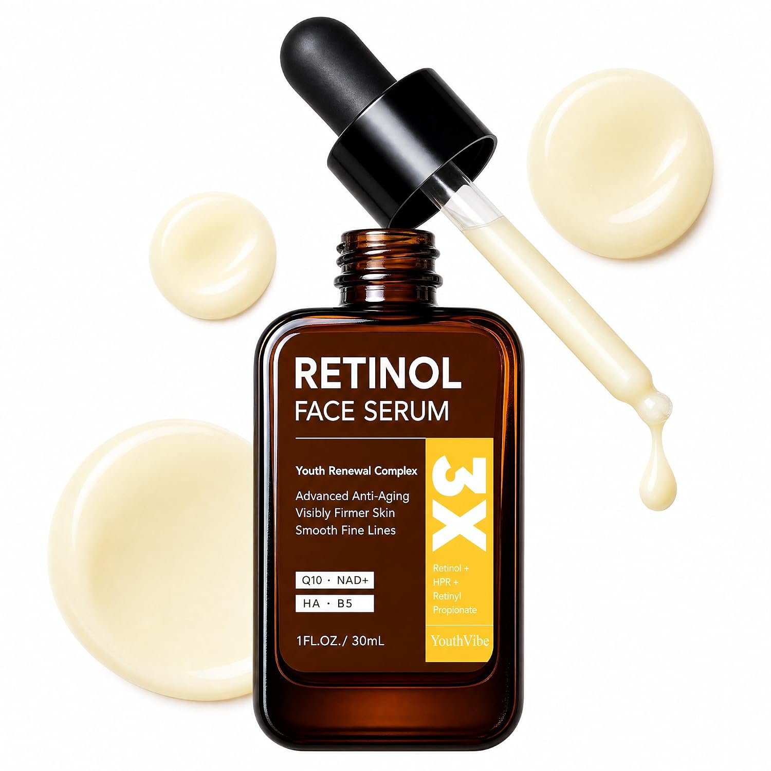 YouthVibe Retinol Booster Serum for Face, Anti Aging & Anti Wrinkle,1 Fl Oz