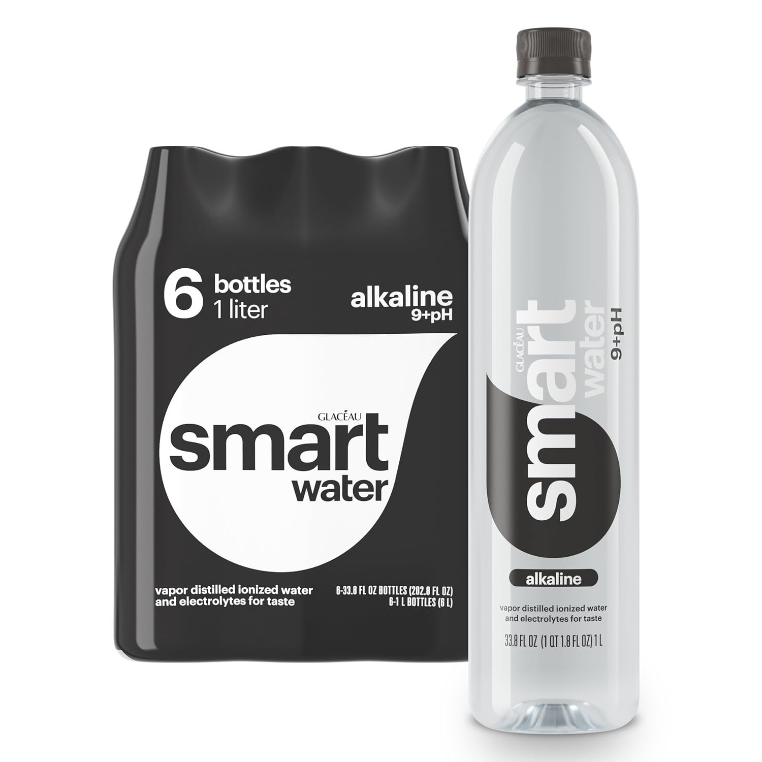 Smartwater alkaline with antioxidant 1 L, 6 pack