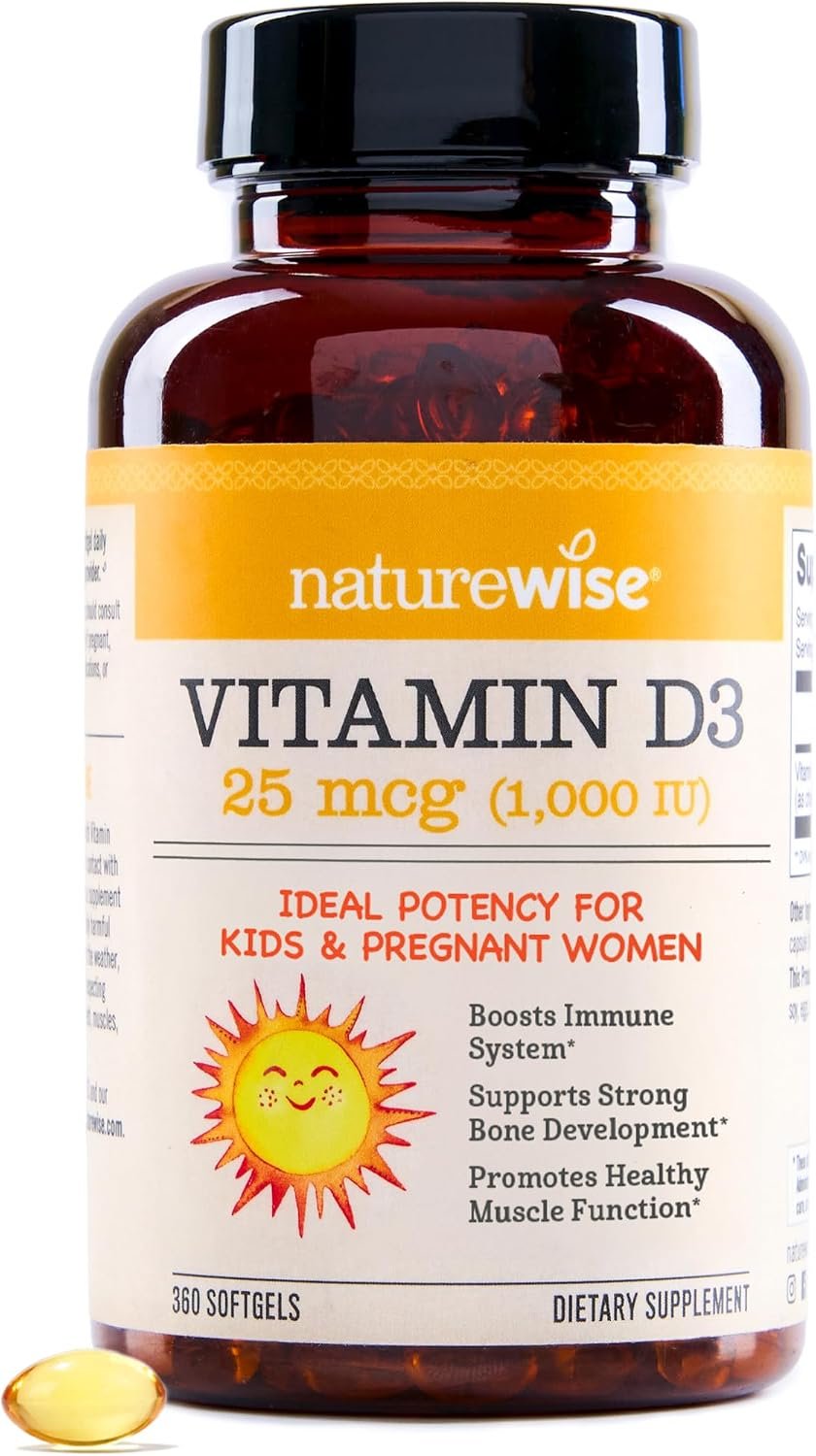NatureWise Vitamin D3 1000IU Supplement, Immune Support, 360 Mini Softgels