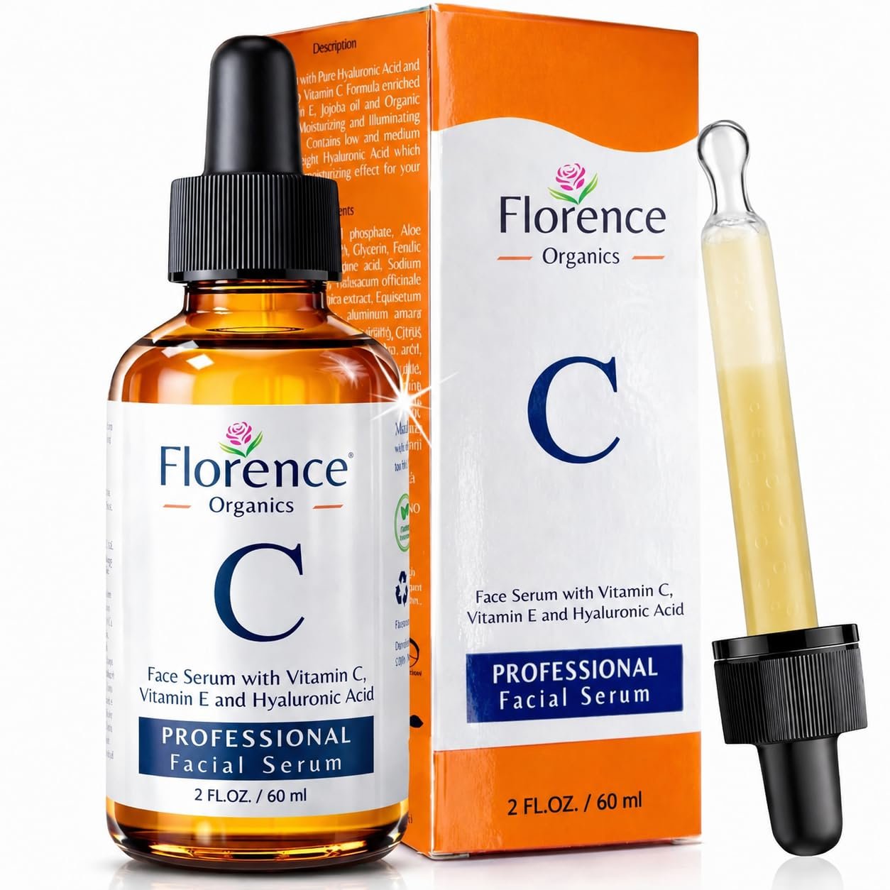 Vitamin C Serum For Face – Anti Aging Face Serum with Vitamin C, Hyaluronic Acid, Vitamin E. Brightening Formula. Improve Appearance of Dark Spots, Tone, Fine Lines & Wrinkles, Glowing Skin 2 Fl Oz