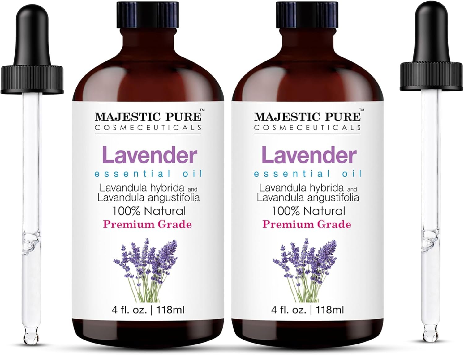 Majestic Pure Lavender Essential Oil for Diffuser – 4 Fl Oz (Pack of 2)