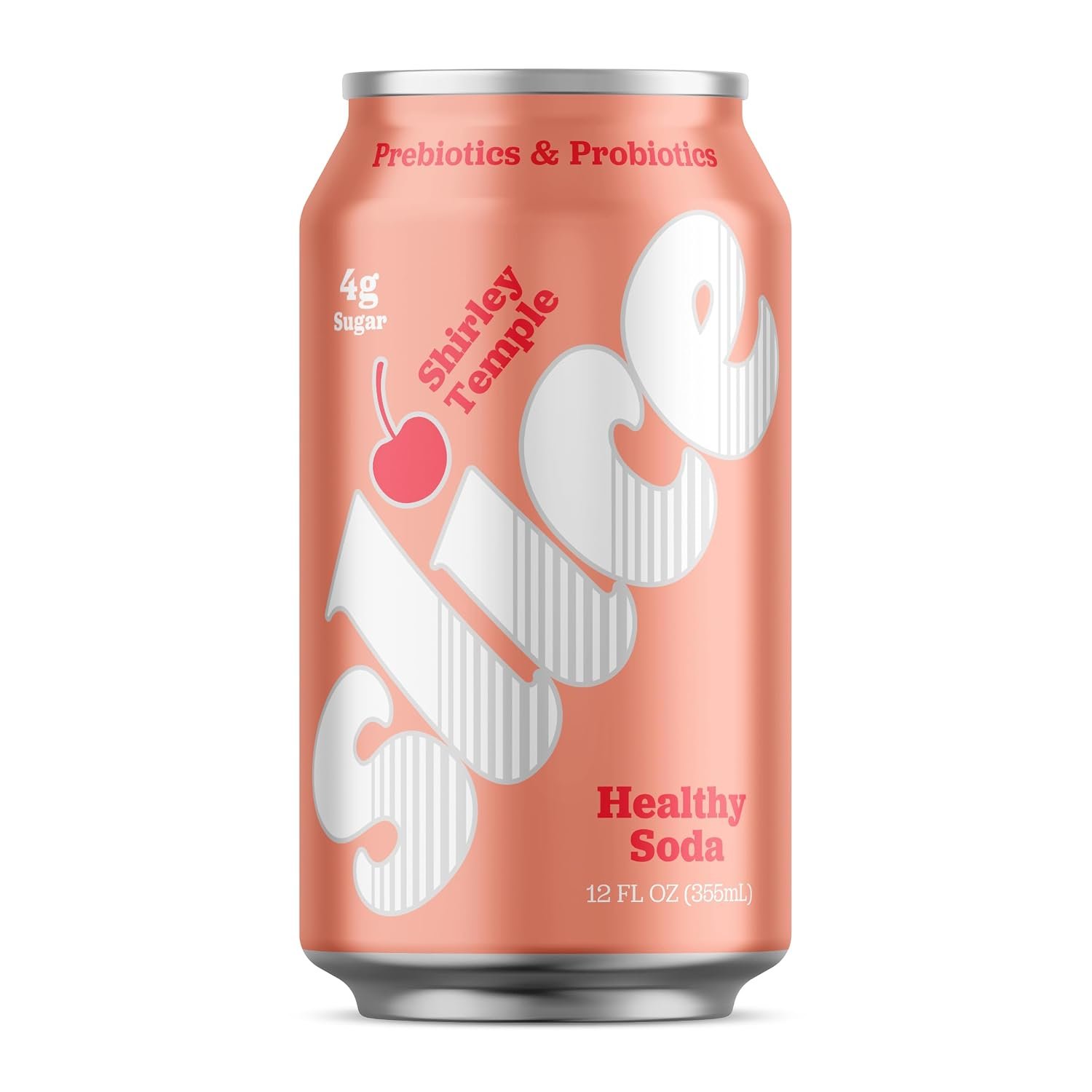 Slice Soda Shirley Temple Healthy Soda With Prebiotics and Probiotics, 12 fl oz Can