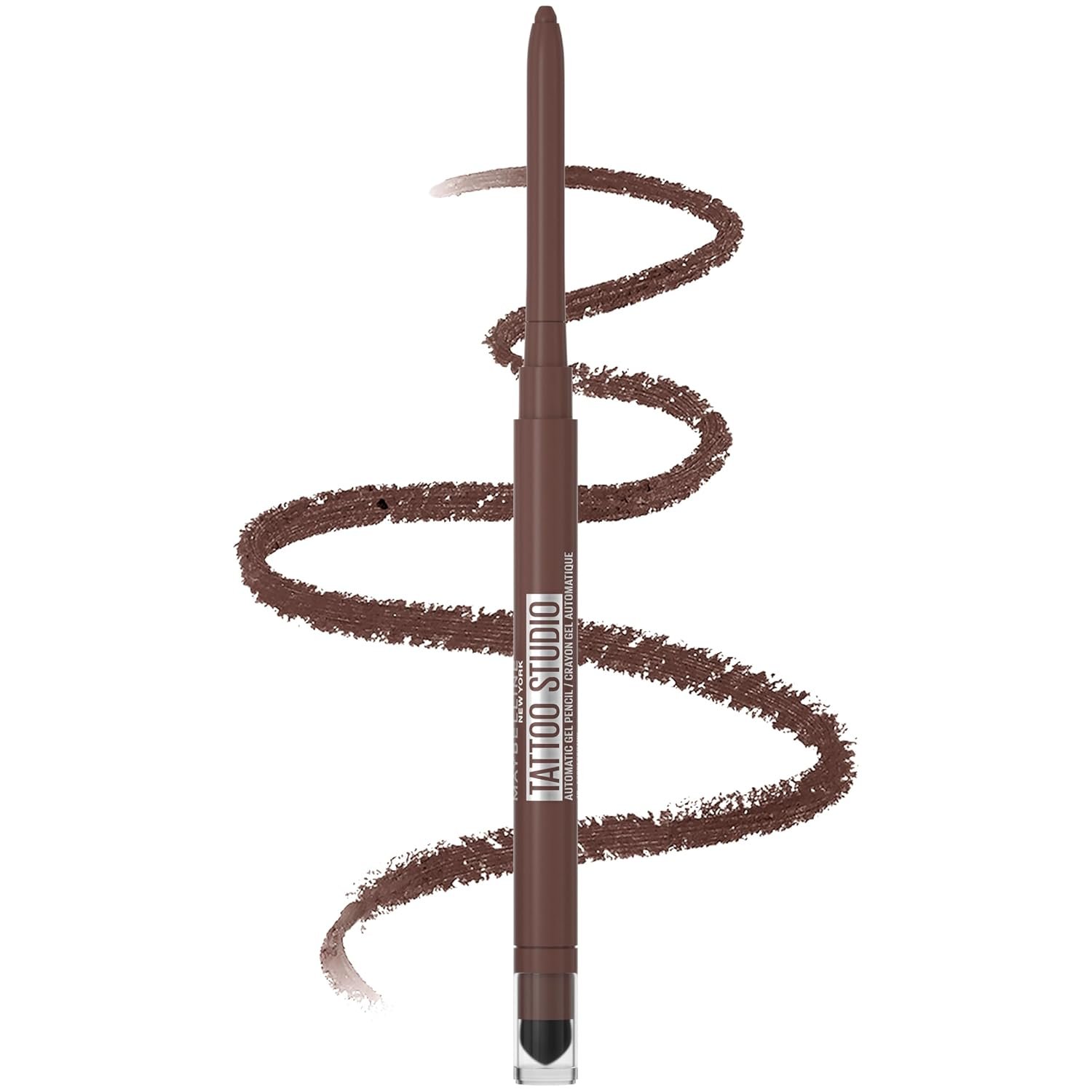 Maybelline Tattoo Studio Automatic Gel Pencil Waterproof Eyeliner, Blendable, Smudge Resistant, Matte Eyeliner For Up To 36HR Wear, Expressotini (Smokey Brown), Packaging May Vary