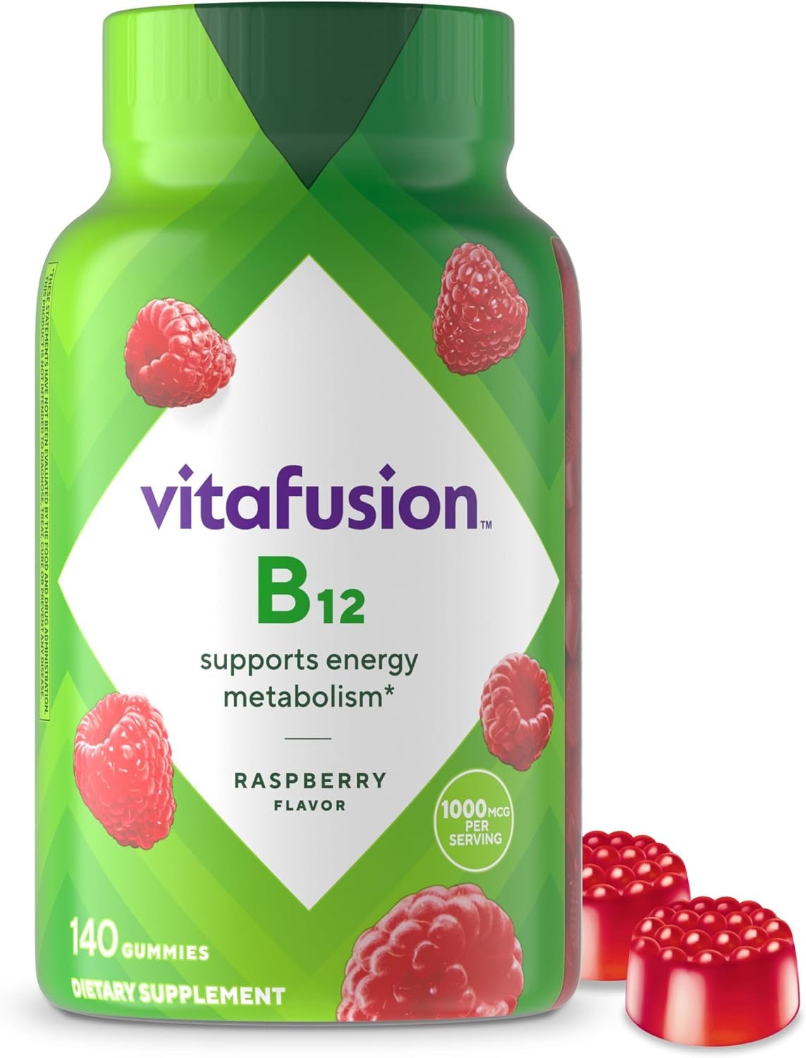 Vitafusion Vitamin B12 1000 mcg | 140 Gummies | Yummy Raspberry Flavor