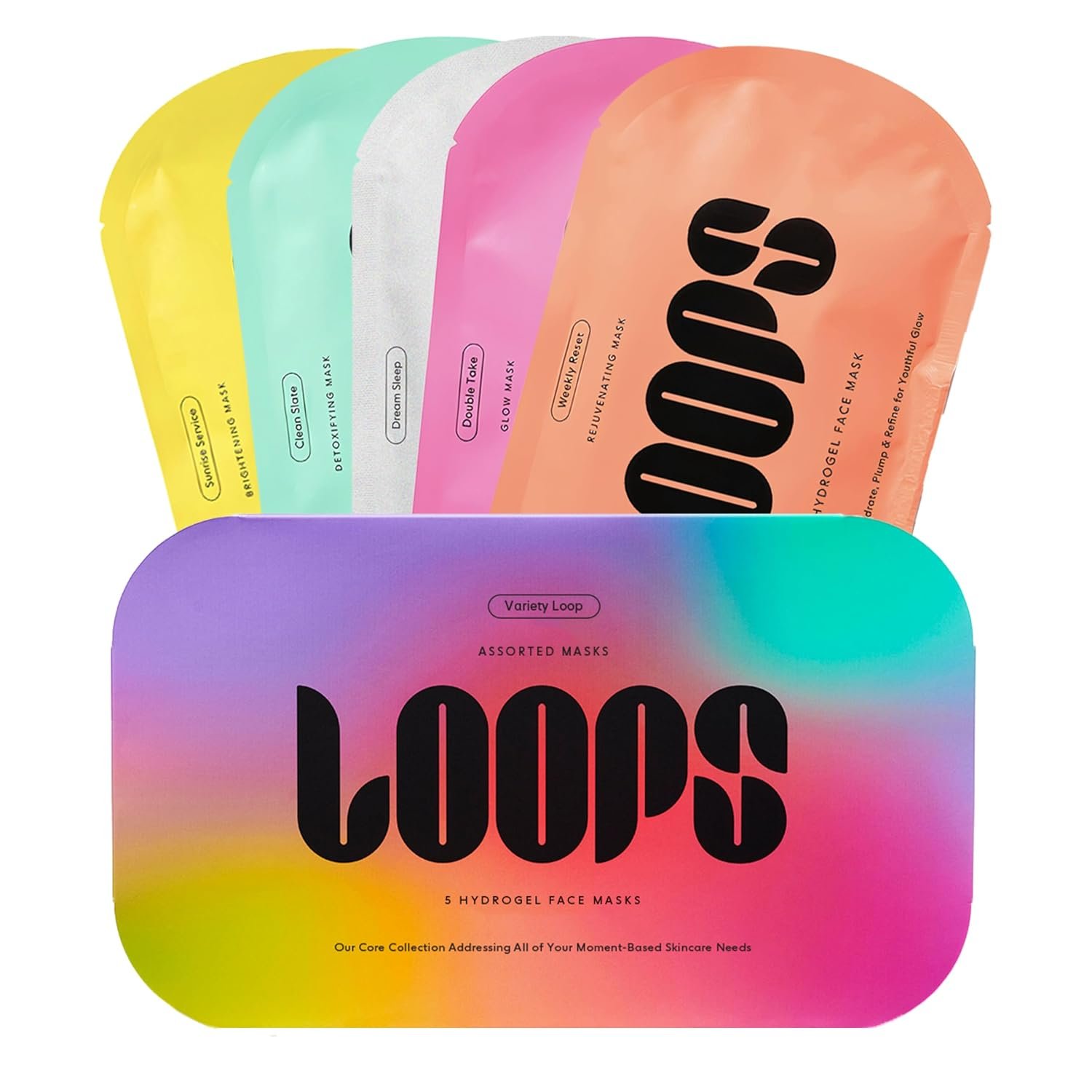 LOOPS Variety Loop Kit – Hydrogel Korean Face Masks, 5 Masks