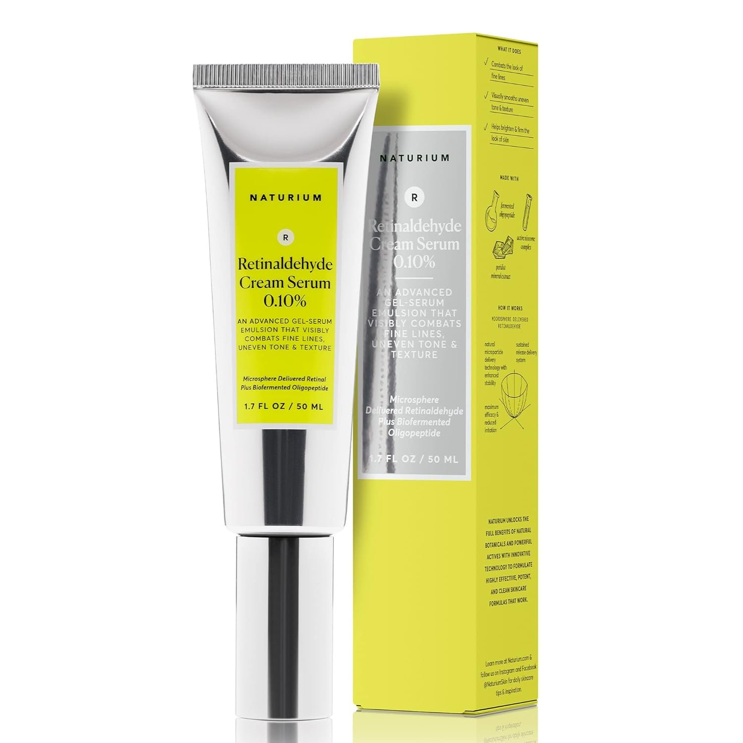 Naturium Retinaldehyde Cream Serum 0.10%, Face, Neck, and Chest, 1.7 fl oz
