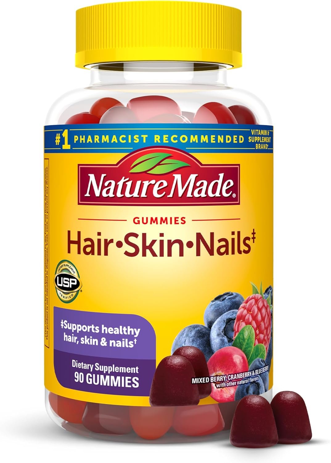 Nature Made Hair Skin and Nails with Biotin 2500 mcg, 90 Gummies