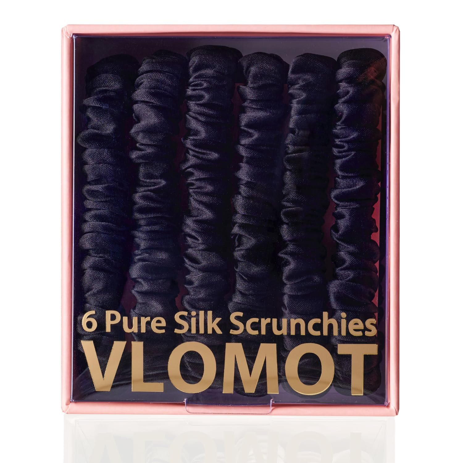 VLOMOT 6 Pcs Set 100% Pure Mulberry Silk Hair Scrunchies (Black)