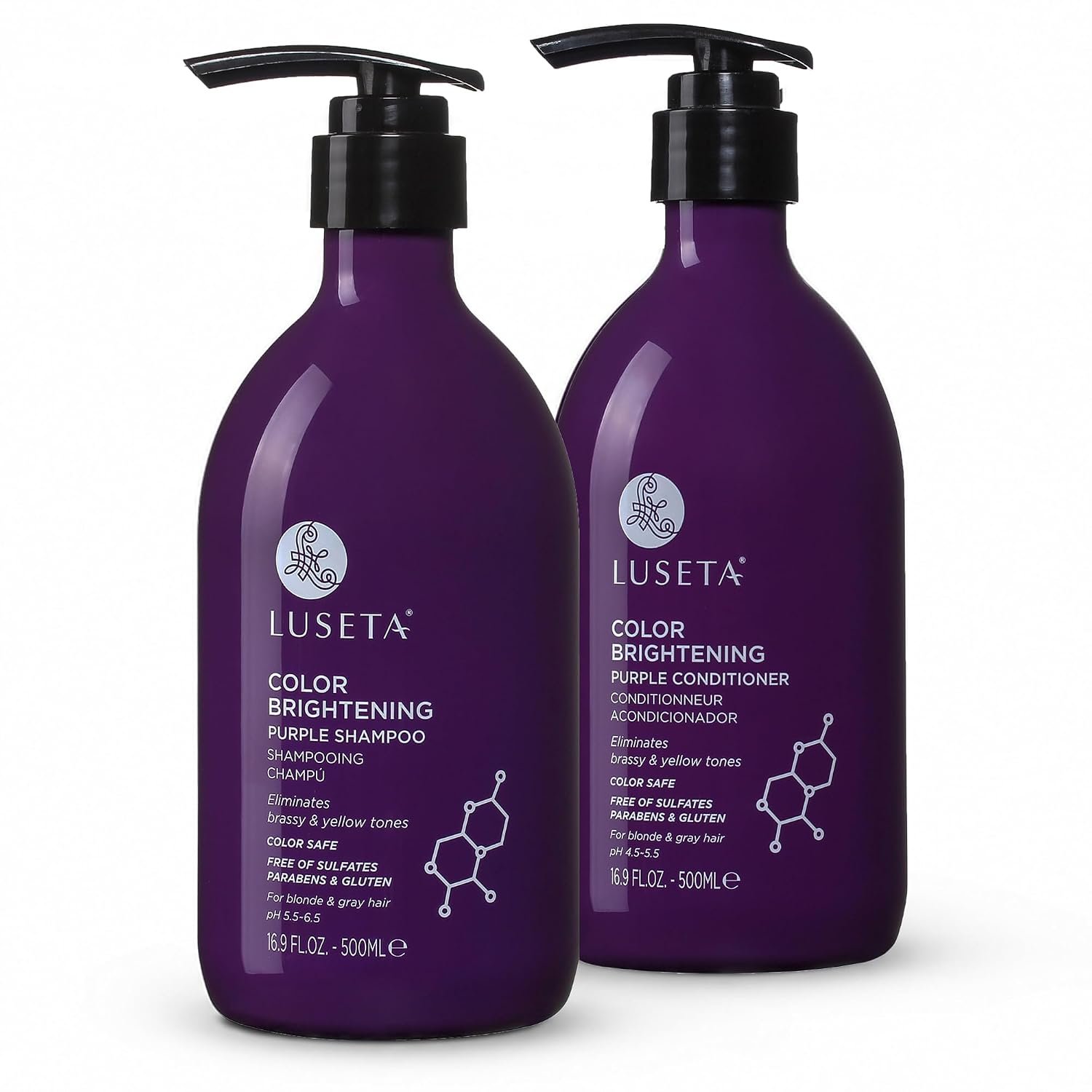 Luseta Coconut Oil Purple Shampoo & Conditioner Set for Blonde & Gray Hair
