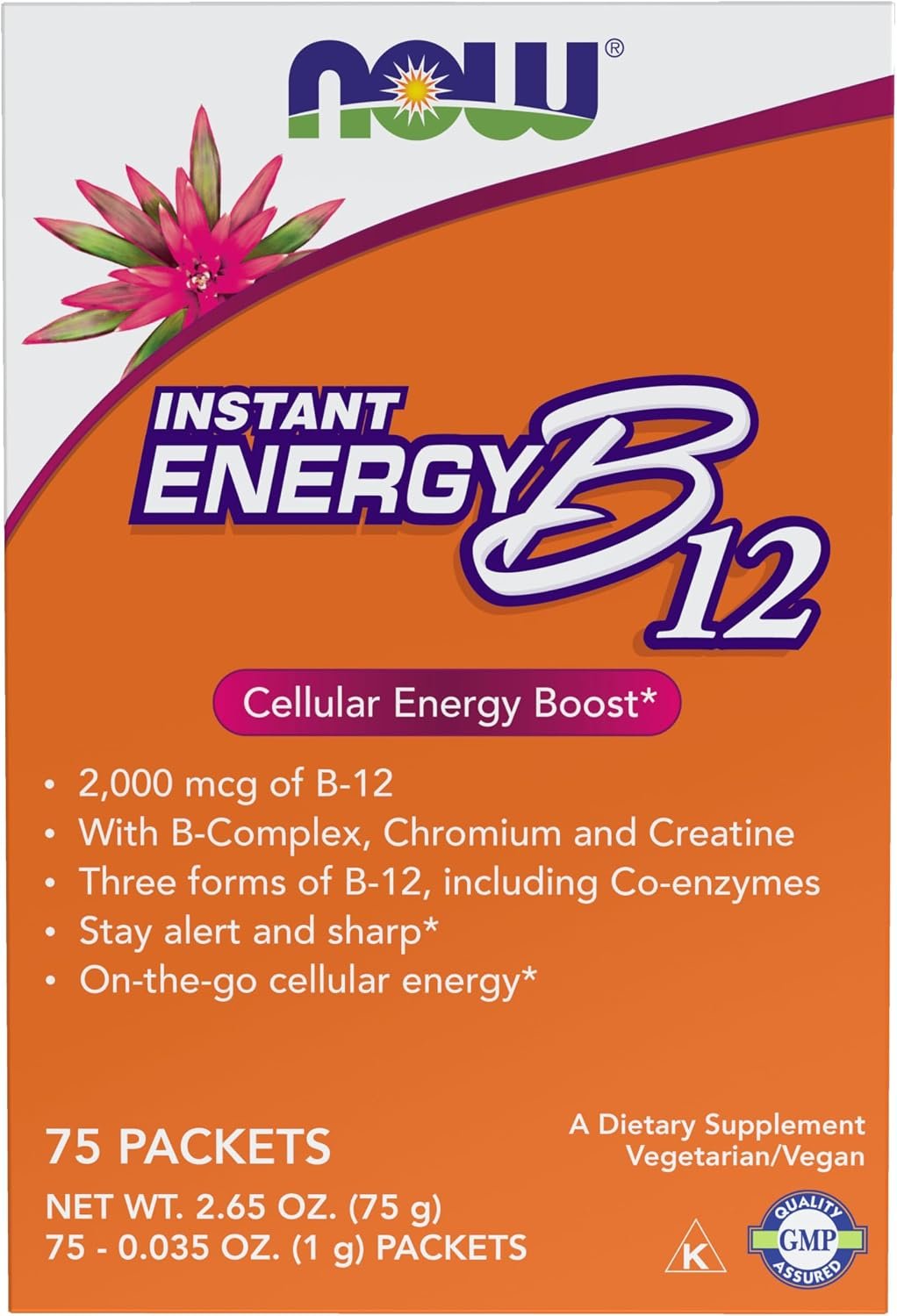 NOW Supplements, Instant Energy B-12 (2,000 mcg per packet), 75 Packets