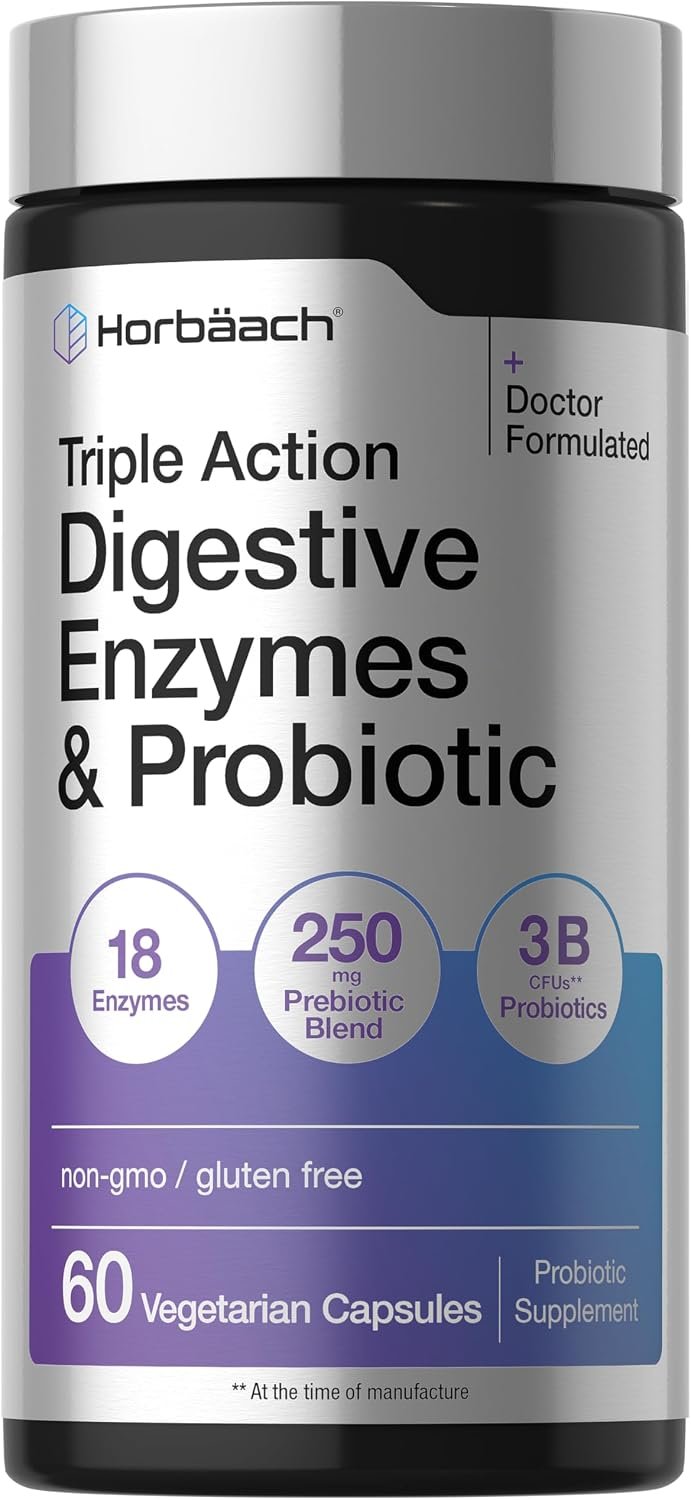 Horbäach Digestive Enzymes and Probiotic | 60 Capsules