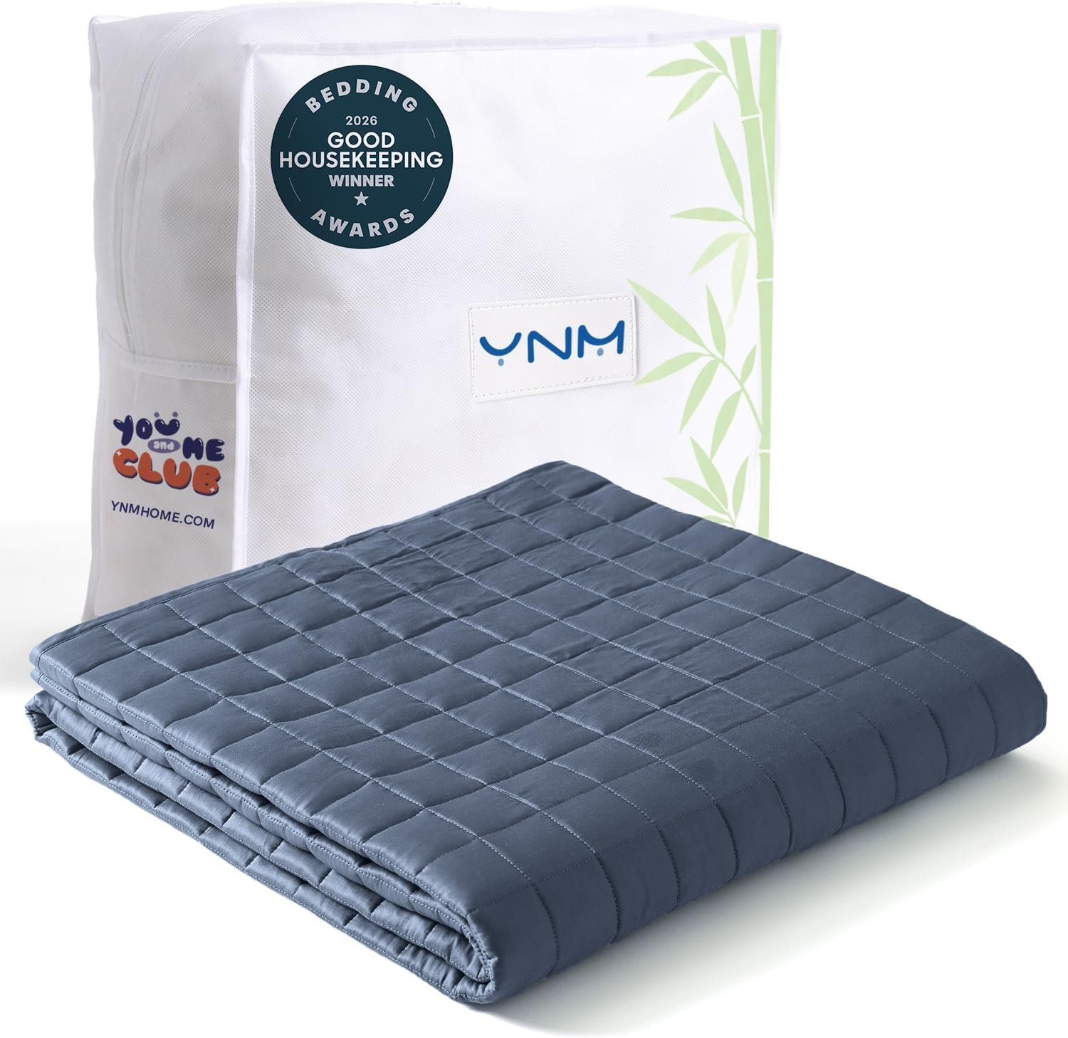 YnM Cooling Weighted Blanket for Adults, 20lbs Heavy Bed Throw for One Person of 190lbs, Perfect for Hot Sleepers or Warm Climates with Cooling Rayon/Glass Beads(60×80 Inches,Queen Bed, Blue Grey)