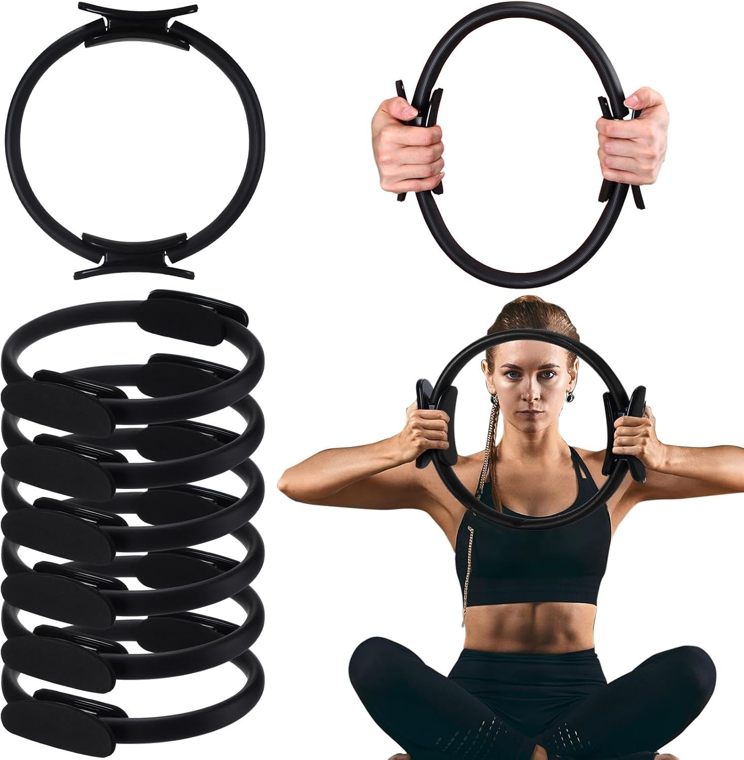 Syhood Pilates Ring 11. 81 Inch Pilates Circle Yoga Ring Magic Lightweight Flexible Workout Equipment for Fitness Physical Therapy Resistance Exercise Arms Legs