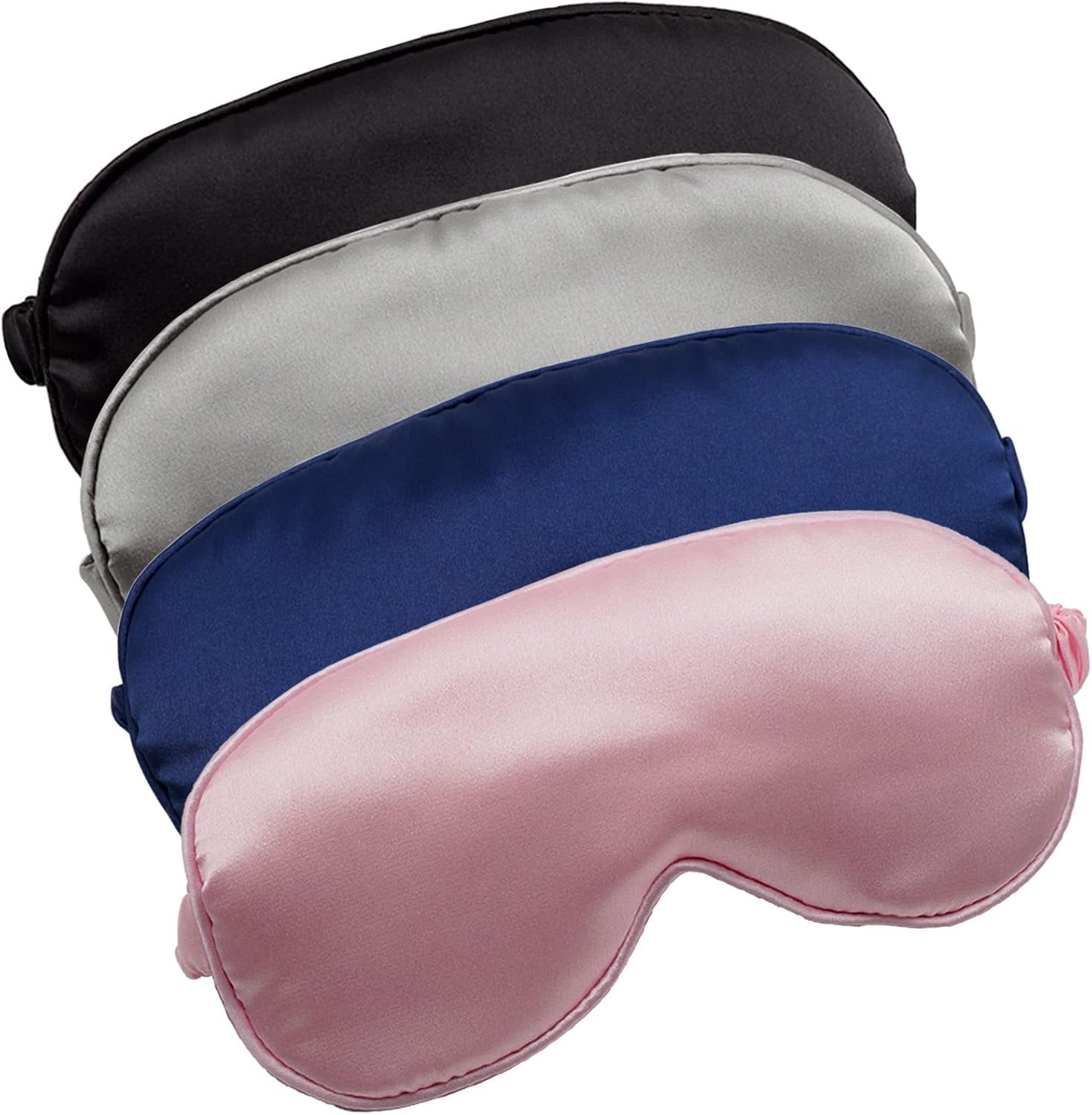 4 Pack Silky Sleep Masks, Satin Light Blocking Eye Masks with Elastic Strap
