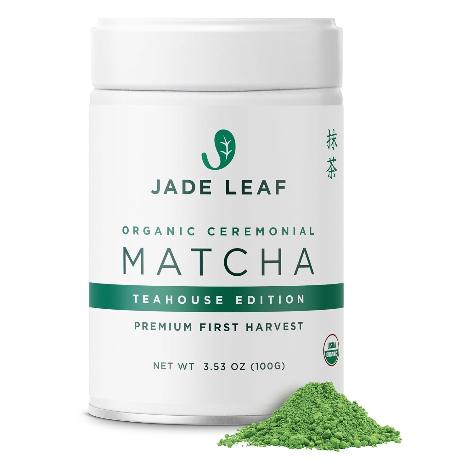 Jade Leaf Ceremonial Grade Matcha Powder, First Harvest, 100g / 3.53oz Tin