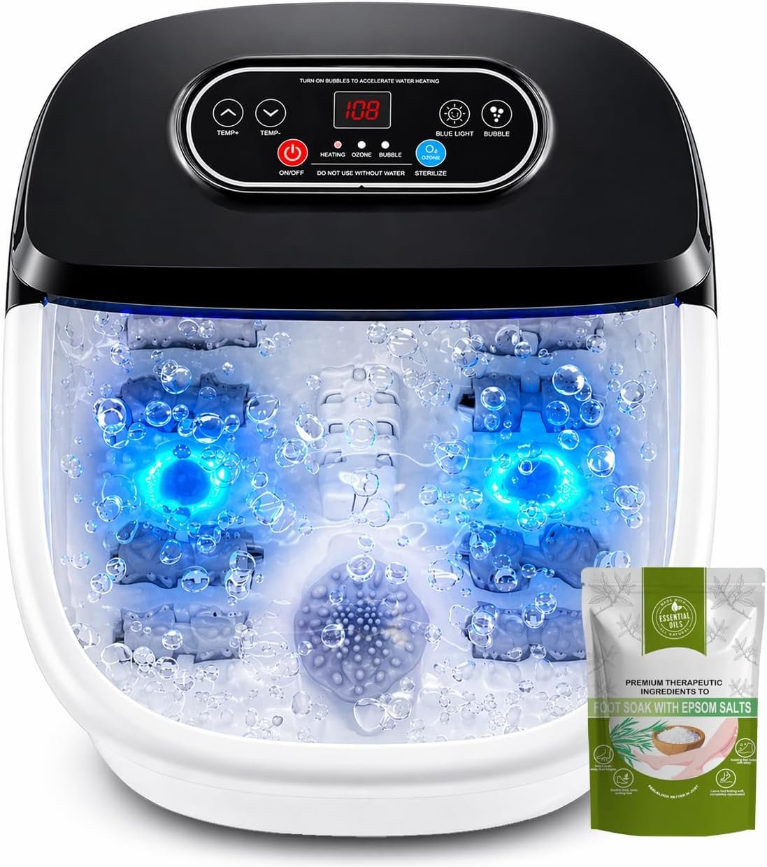 Foot Soaking Tub with Heat, Ozone & Blue Light, Foot Bath Spa Massager