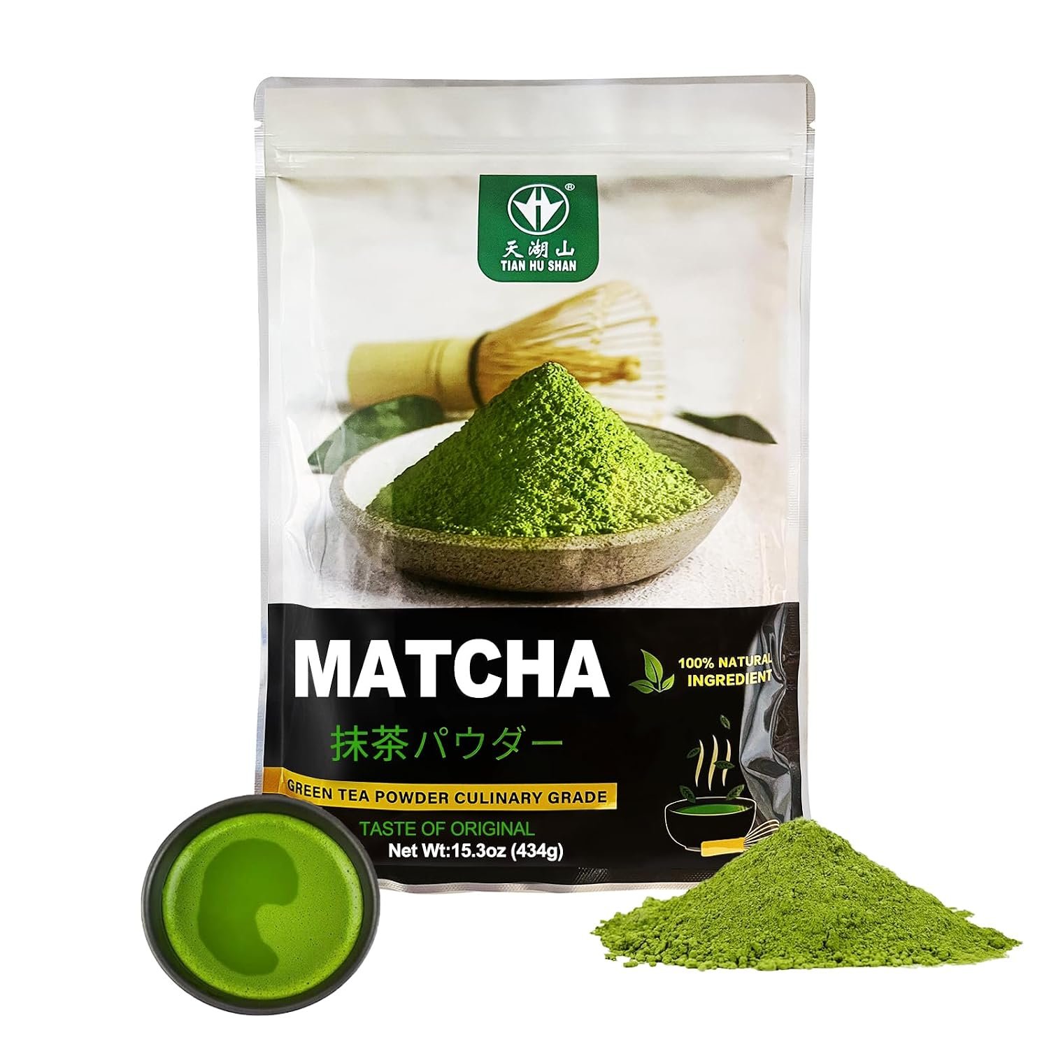 TIAN HU SHAN Matcha Powder 15.3oz/434g Culinary Macha for Latte Baking