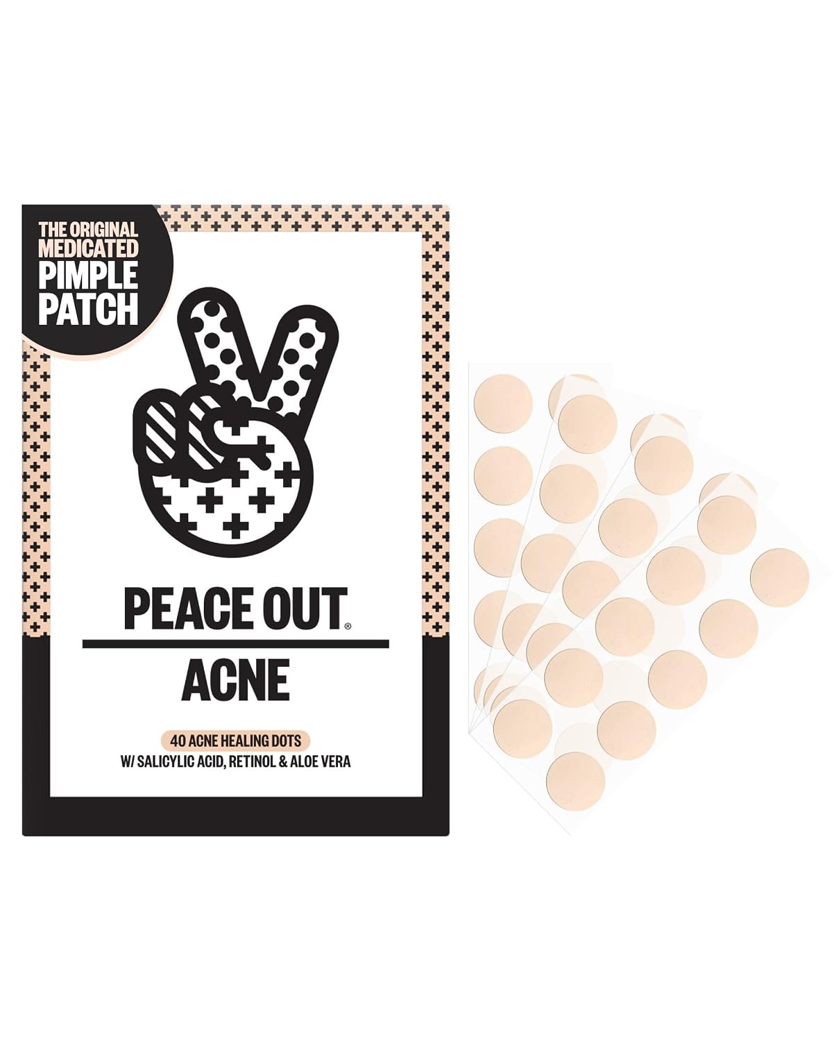 PEACE OUT Acne Healing Dots Medicated Hydrocolloid Pimple Patches (40 ct)