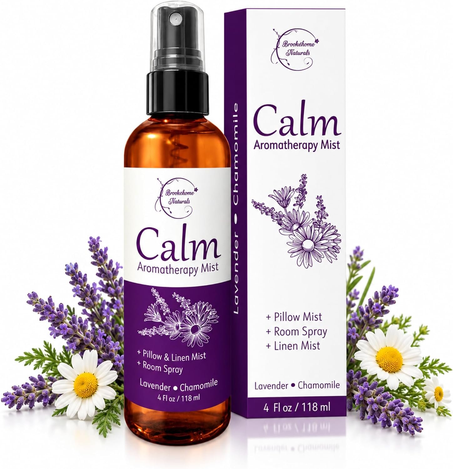 Brookethorne Naturals Calm Aromatherapy Mist | Lavender Pillow Spray 4oz