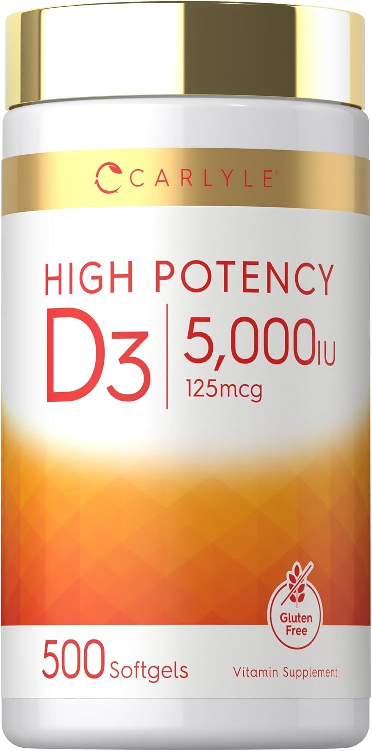 Carlyle Vitamin D3 5000 IU Softgels | 500 Count | Value Size