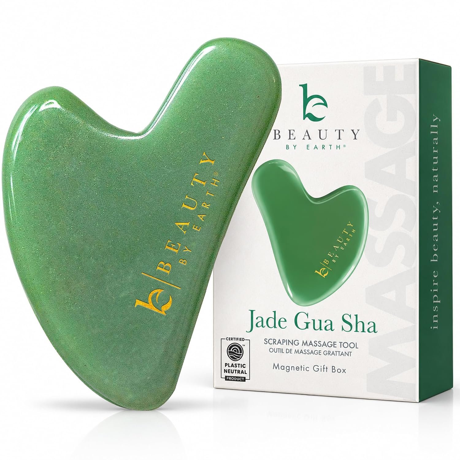 Jade Gua Sha Facial Tools – Depuffer & Massager Tool for Lymphatic Drainage