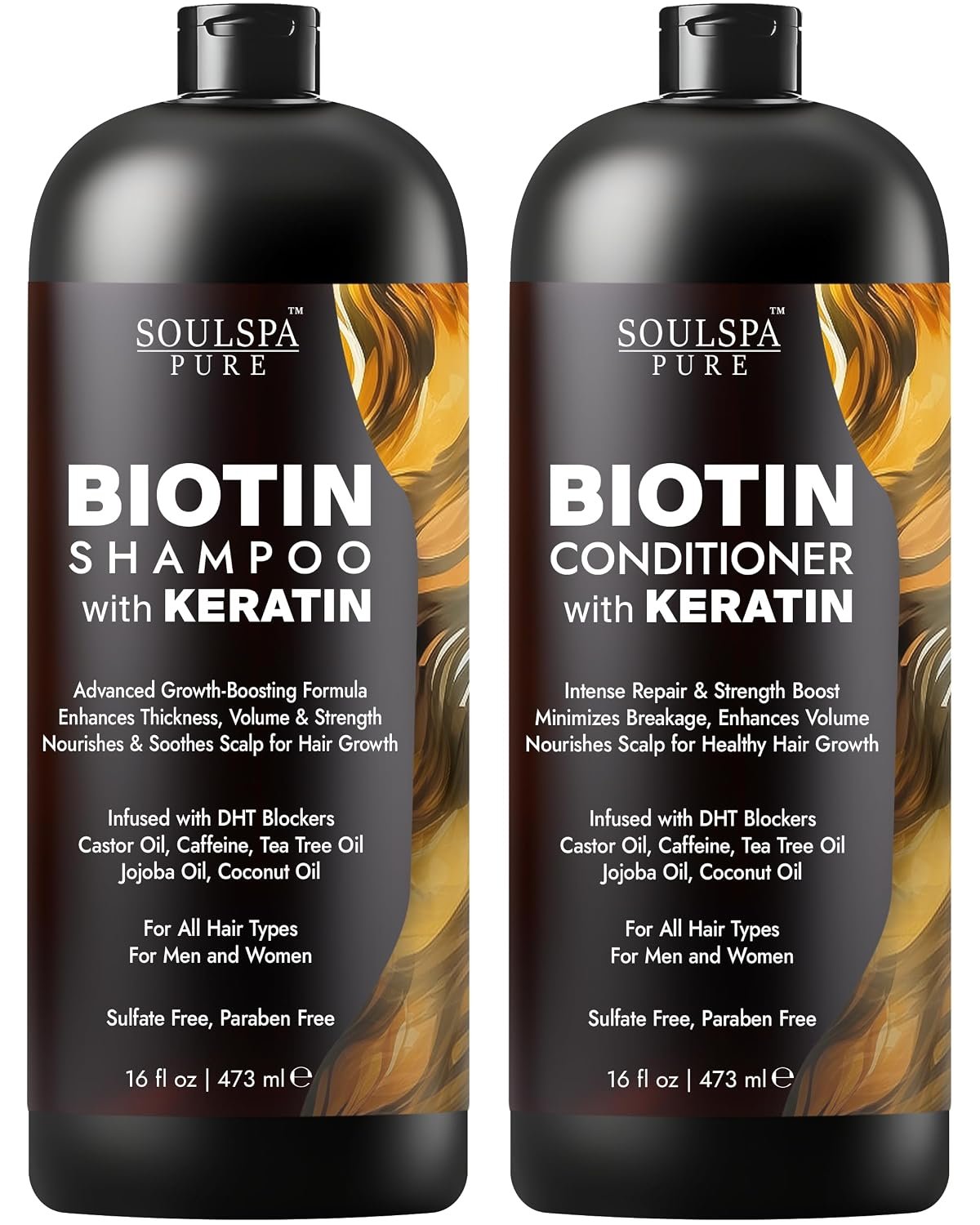 Biotin Shampoo and Conditioner Set with Keratin – 16 fl oz Each