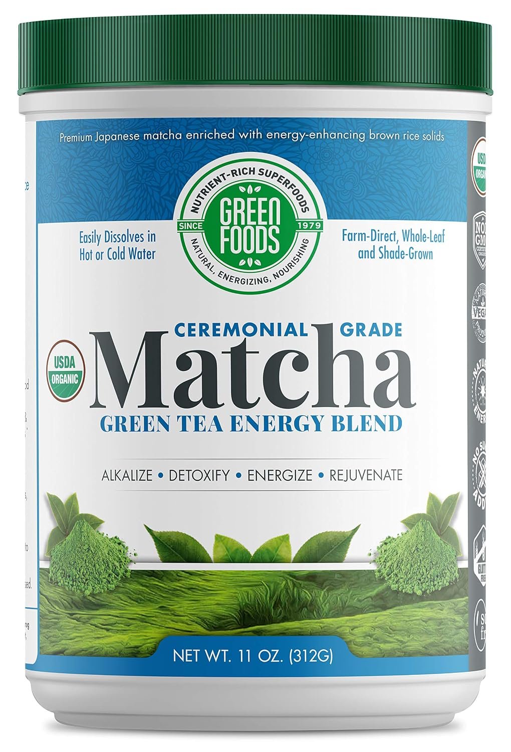 Green Foods Organic Ceremonial Grade Matcha Green Tea 11oz – First Harvest, Farm-Direct