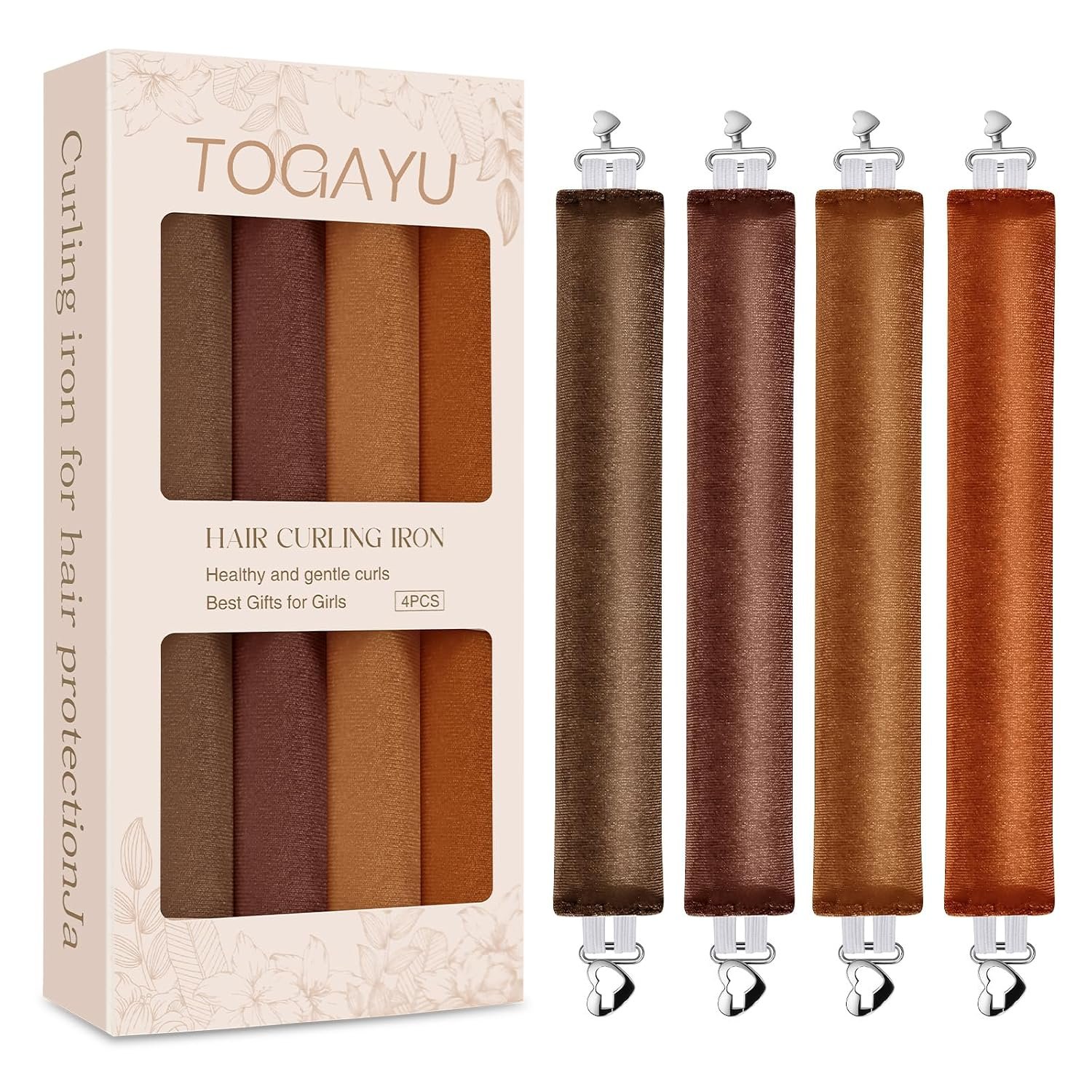 Heatless Curls Overnight Set, 4PCS Multi-Tonal Velvet Hair Rollers