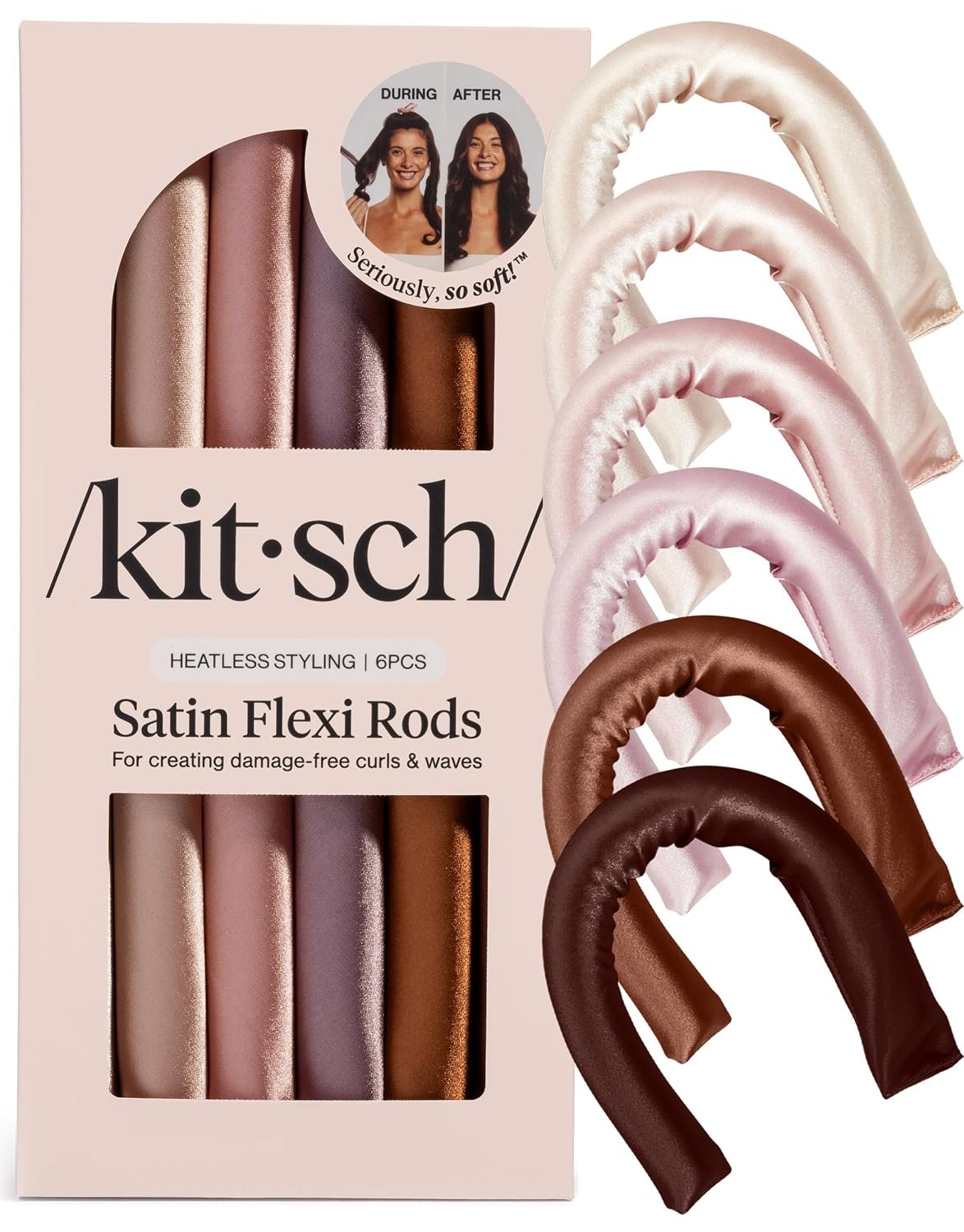 Kitsch Satin Flexi Rods Heatless Curling Rod – 6 pcs, Rosewood
