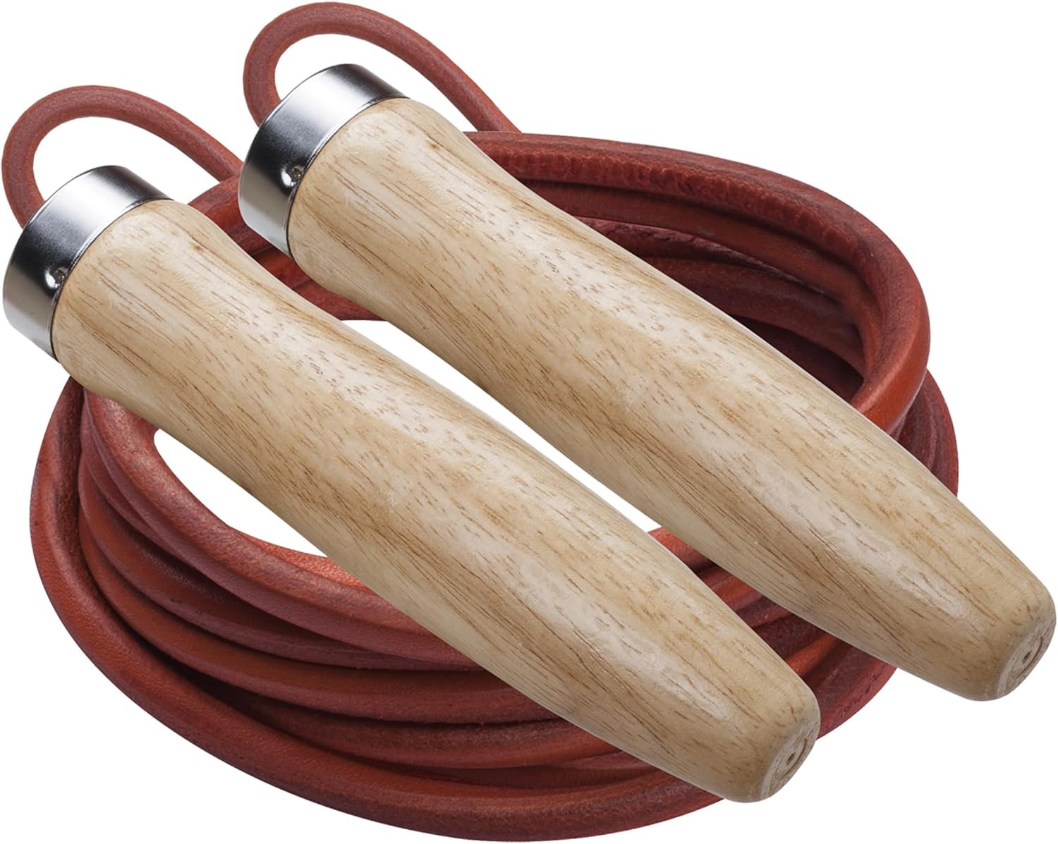 Champion Sports Wood Handle Jump Ropes – Durable Nylon or Leather Bearings – Skipping Rope, Fitness, Cardio Training, Agility, and Exercise Workouts