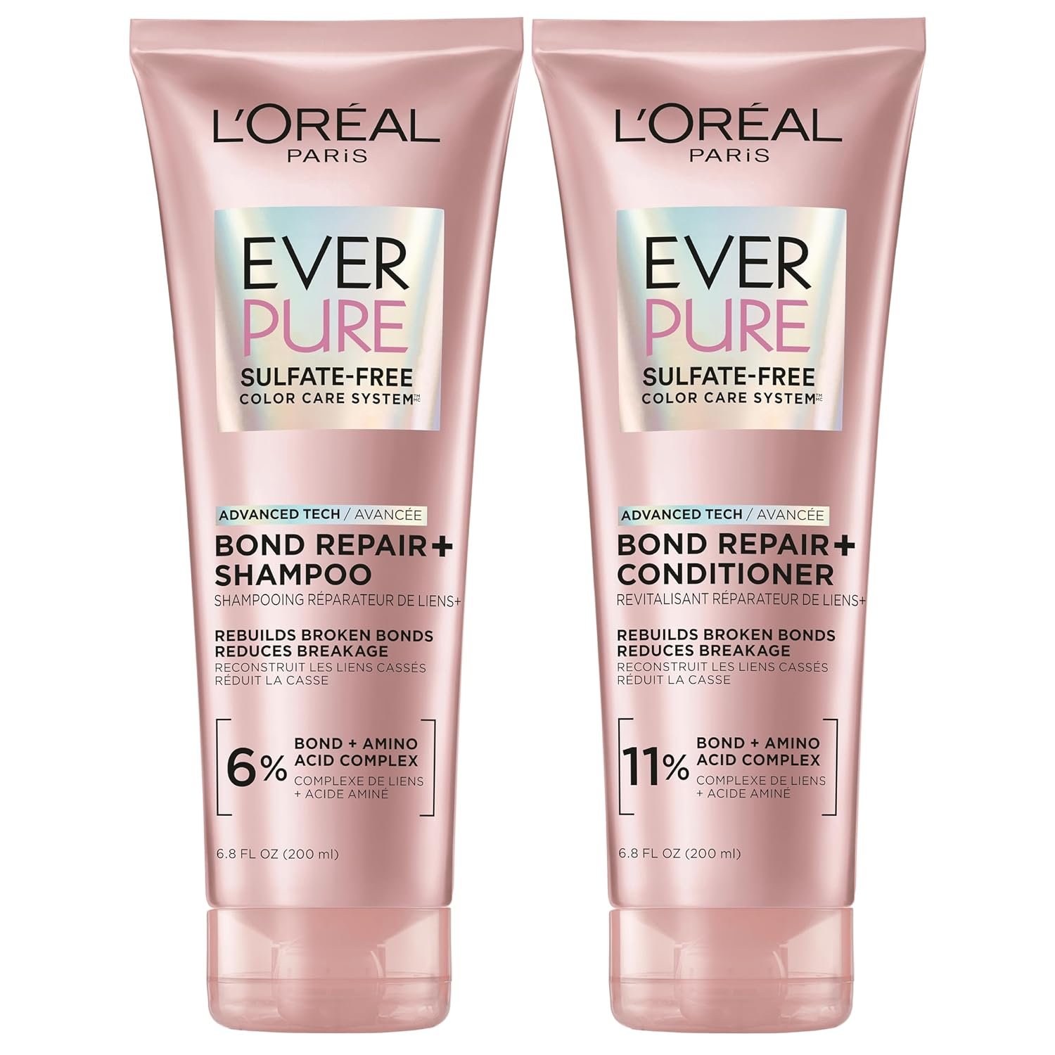 L’Oreal Paris Sulfate Free Bond Repair+ Shampoo and Conditioner, 13.6 Fl Oz