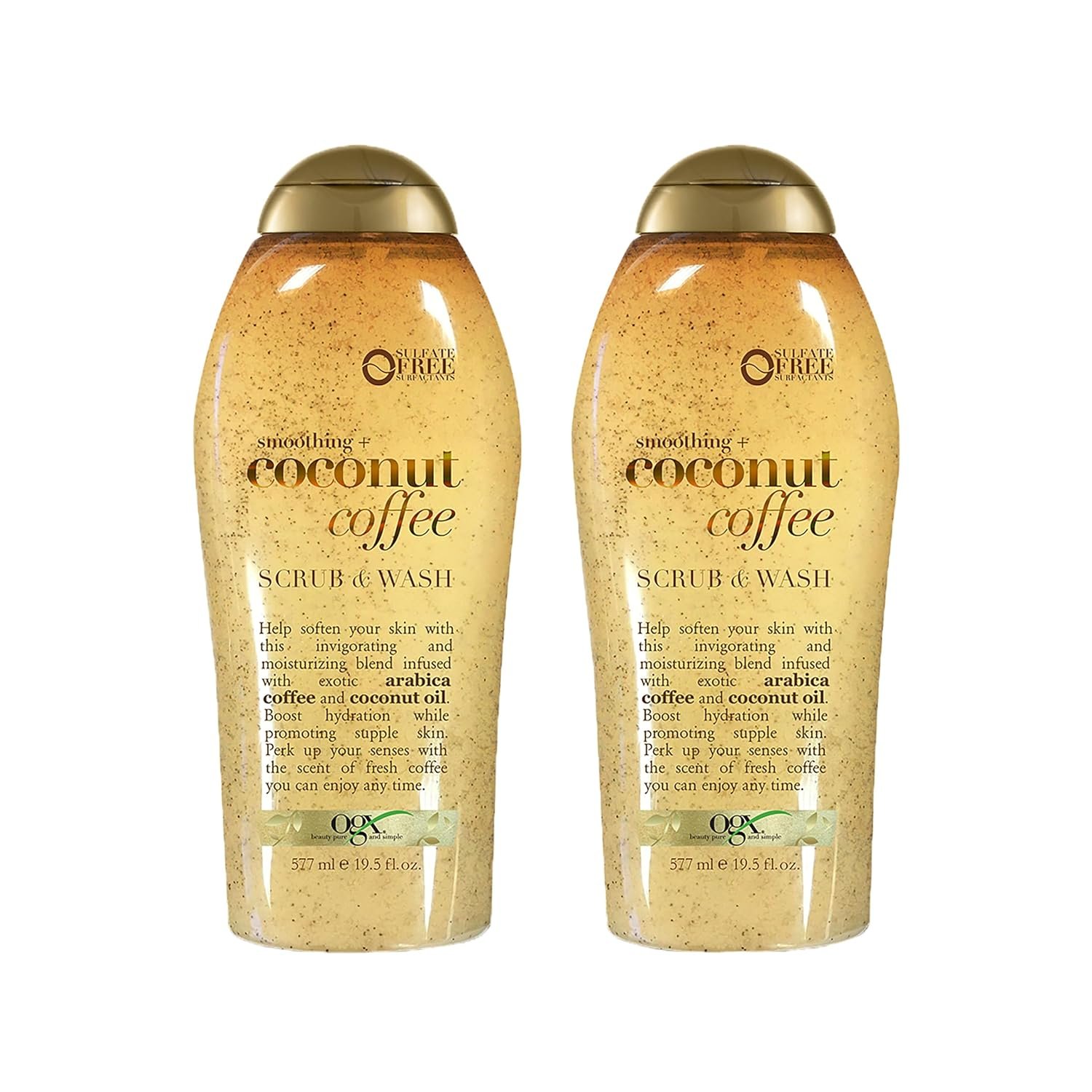 OGX Smoothing + Coconut Coffee Body Scrub, 19.5 fl oz, 2-Pack