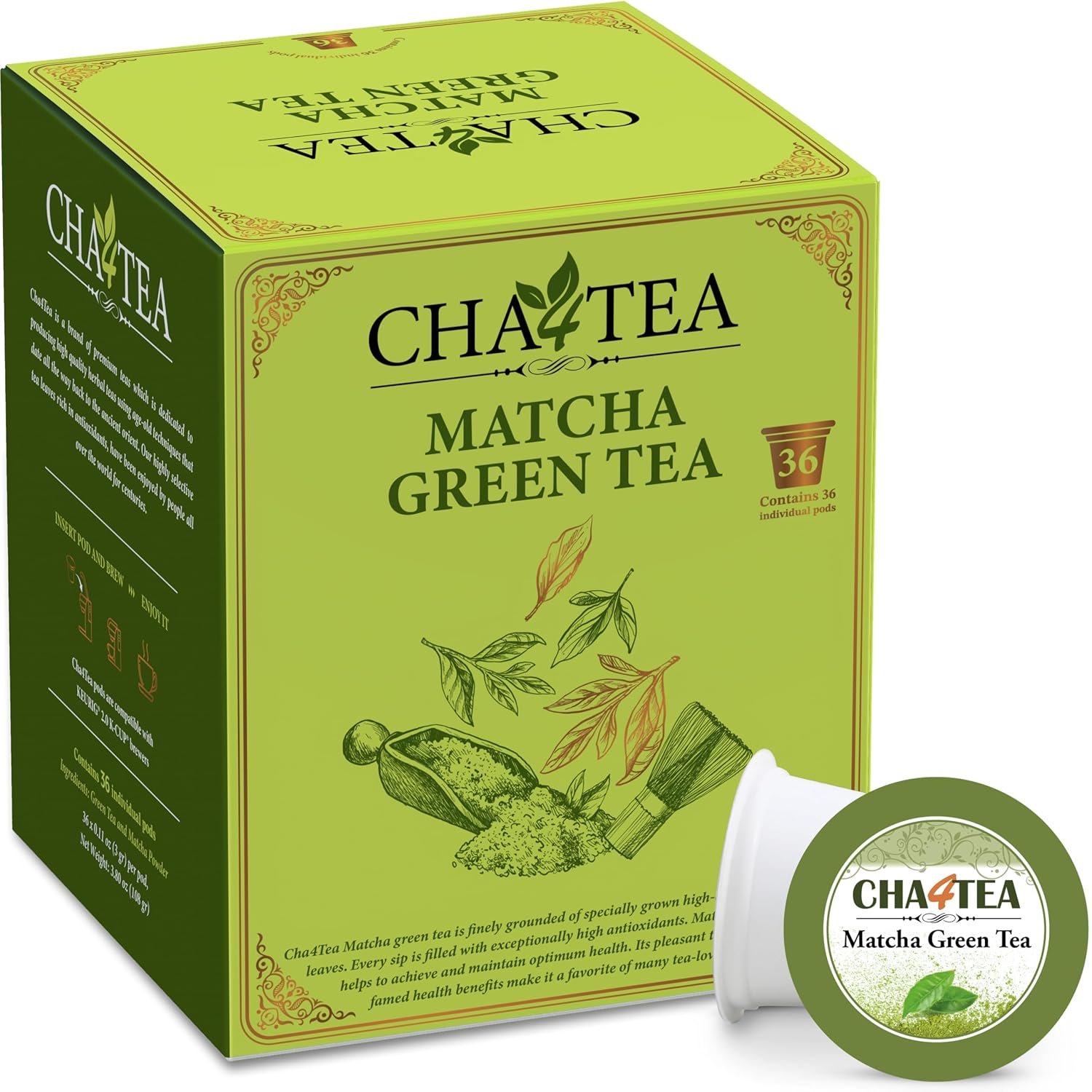 Cha4TEA 36-Count Matcha Green Tea for Keurig