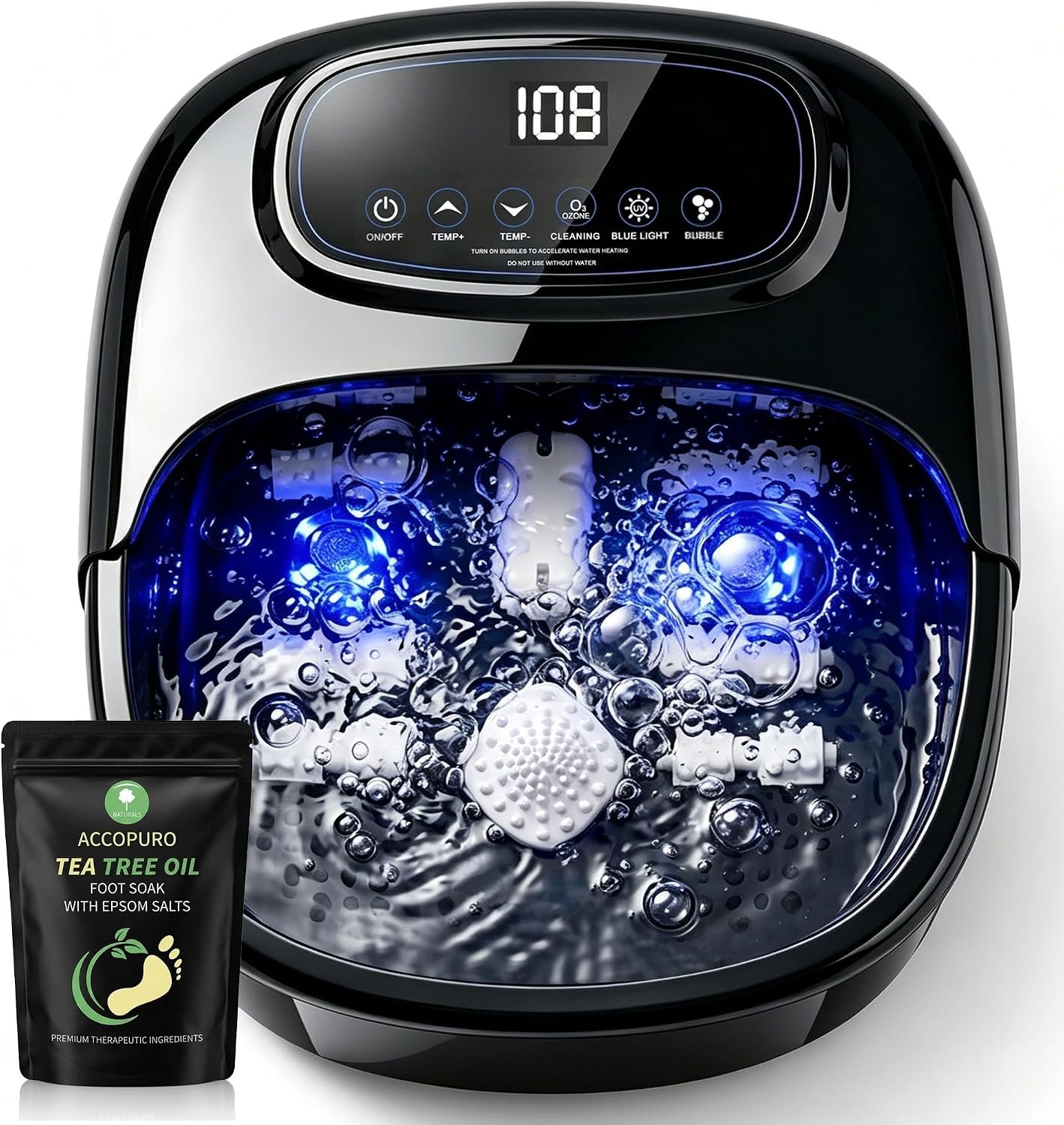 Foot Soaking Tub with Ozone & UV, Foot Spa Bath Massager with Heat