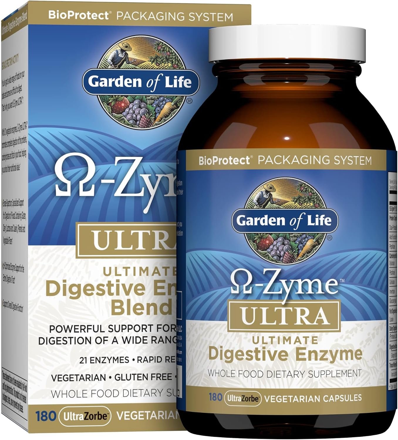 Garden of Life Omega-Zyme ULTRA, Enzymes for Digestion, 180 Capsules