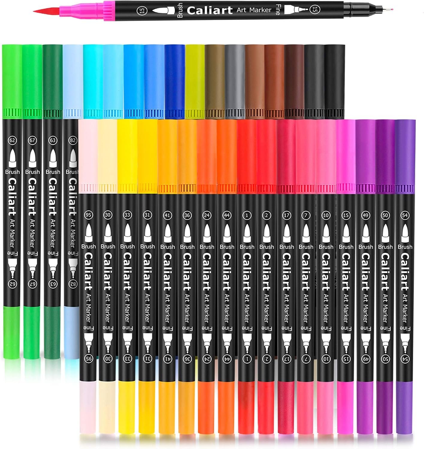 Caliart 34 Double Tip Brush Pens Art Markers for Adult Coloring Books