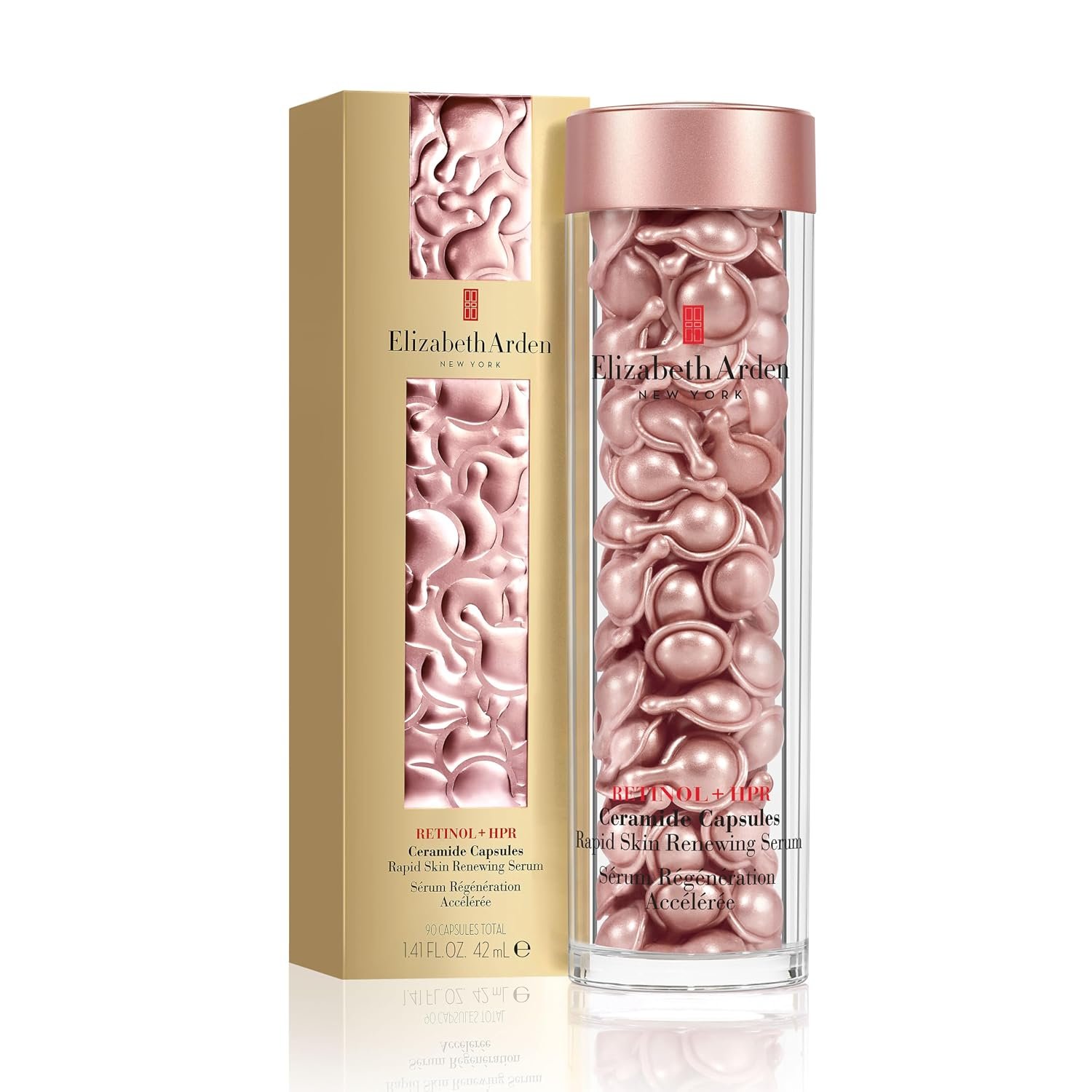 Elizabeth Arden Retinol + HPR Ceramide Rapid Skin Renewing Anti-Aging Face Serum Capsules, Fine Lines & Wrinkles Treatment with Peptides, Vitamin E, & Niacinamide