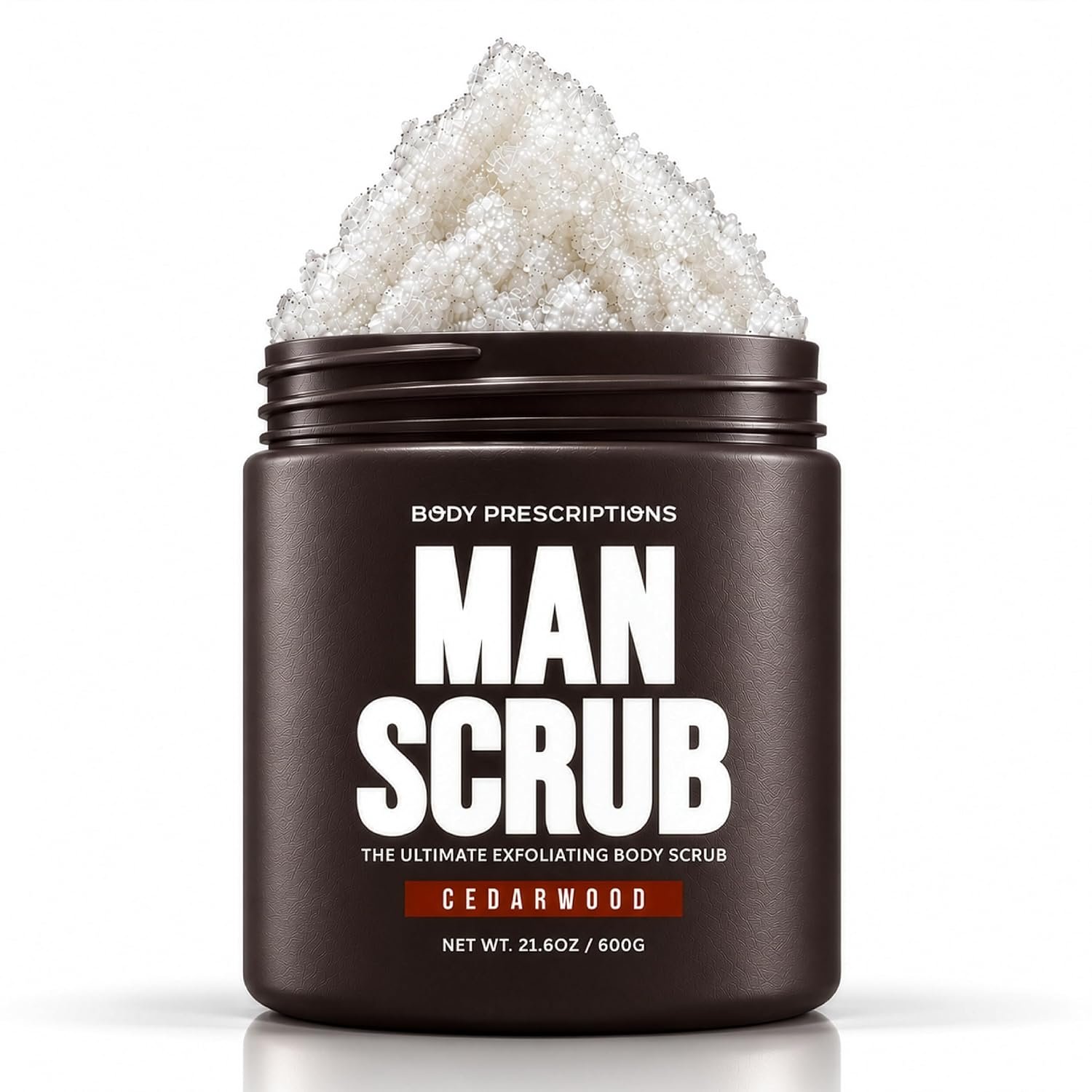 Body Prescriptions Men’s Exfoliating Body Scrub – Ultimate Skin Cleansing Wash in Jar with Twist-Top Lid, For All Skin Types, 21 Ounce (Pack of 1), Cedarwood
