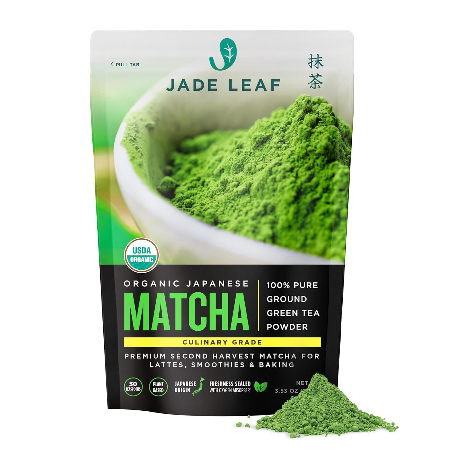 Jade Leaf Matcha Powder, Organic Culinary Grade, 100g / 3.53oz