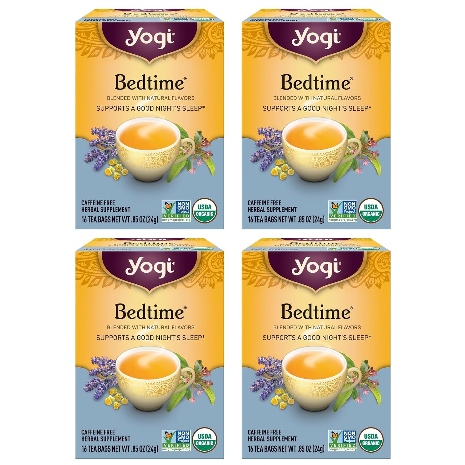 Yogi Bedtime Chamomile Herbal Tea, 16 Tea Bags (4 Pack)