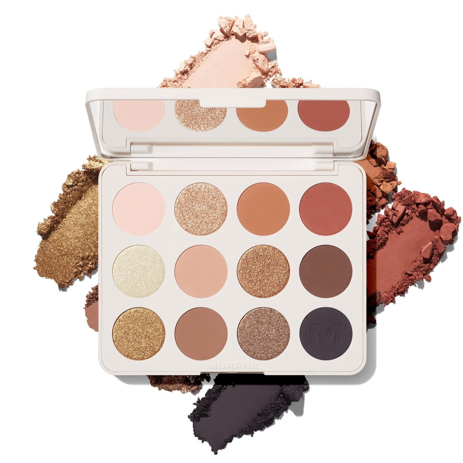 Morphe ChromaPlus 12-Pan Eyeshadow Palette – High Pigment Eye Makeup with Shimmer, Matte & Metallic Eye Shadow – Neutral Eyeshadow Makeup Collection for All-Day Wear – Flickering Sands (0.52 oz)