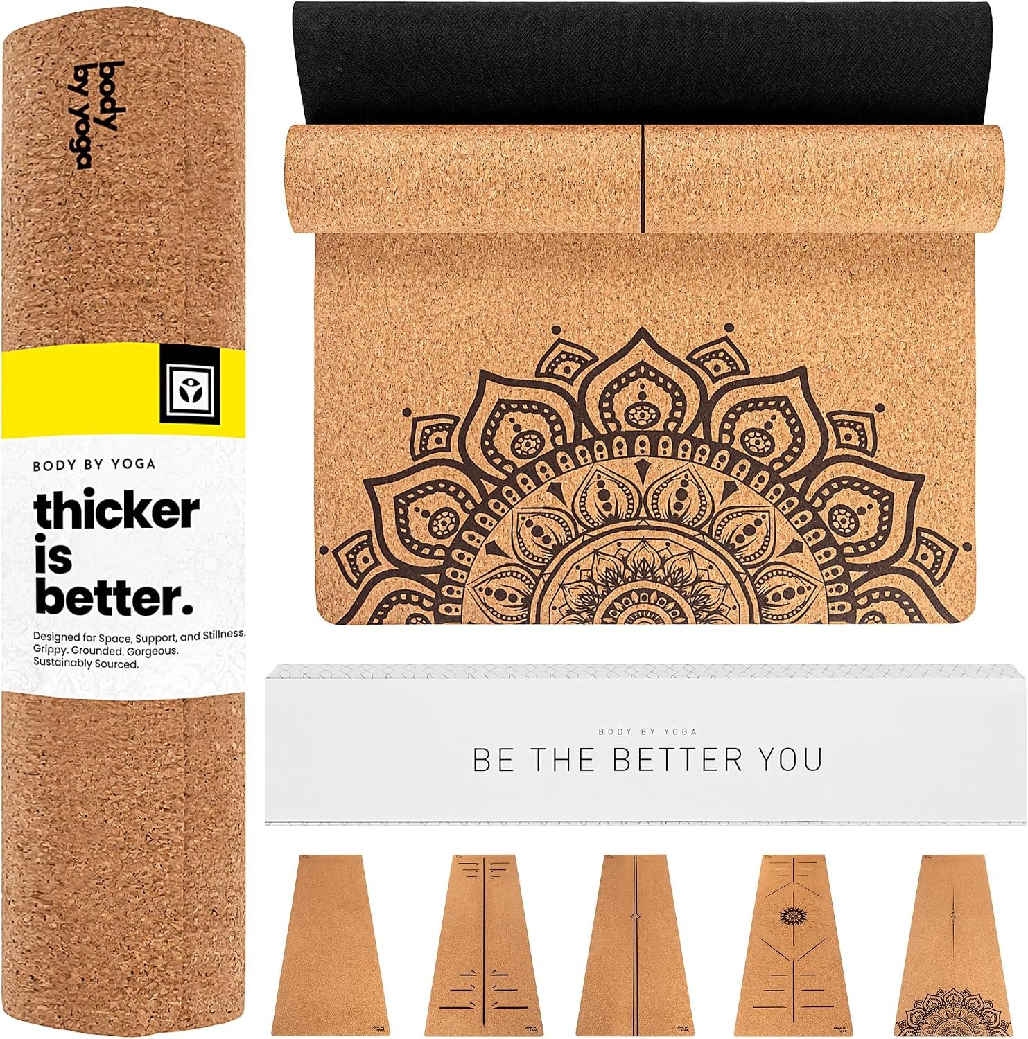 Luxury Cork Yoga Mat – Non Slip, Extra Thick Grip. Extra Large & Long. More Comfort and Support. Tough Enough For Hot Yoga. Cork + Natural Rubber, Non Toxic and Eco Friendly. Optional Alignment Lines.