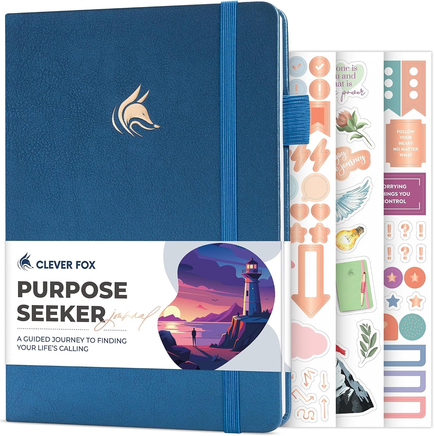 Clever Fox Purpose Seeker Journal for Women, Guided Self-Help, Mystic Blue